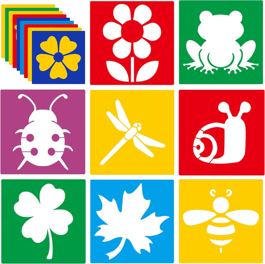 24 Pieces for Kids,Large Drawing Chalk,8 Inches Washable Shape Template Kit for Kids Crafts,Painting Drawing,School Projects (Garden, 8 inch)