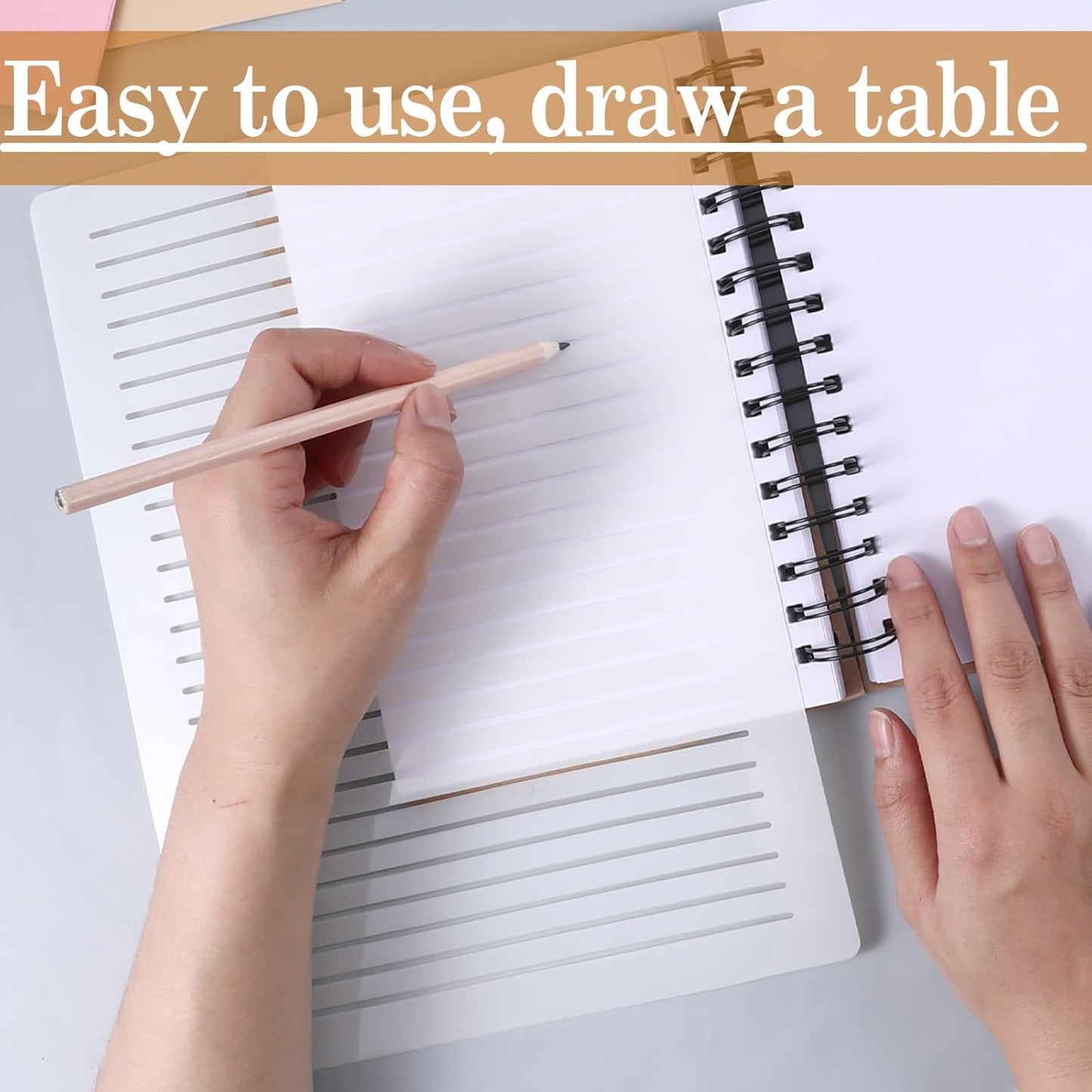 6pcs Straight Line Stencil, Stencils for Journaling,Line Drawing Stencil Lettering Guide,Stencils Templates Set for Card Paper Journal Lettering Writing