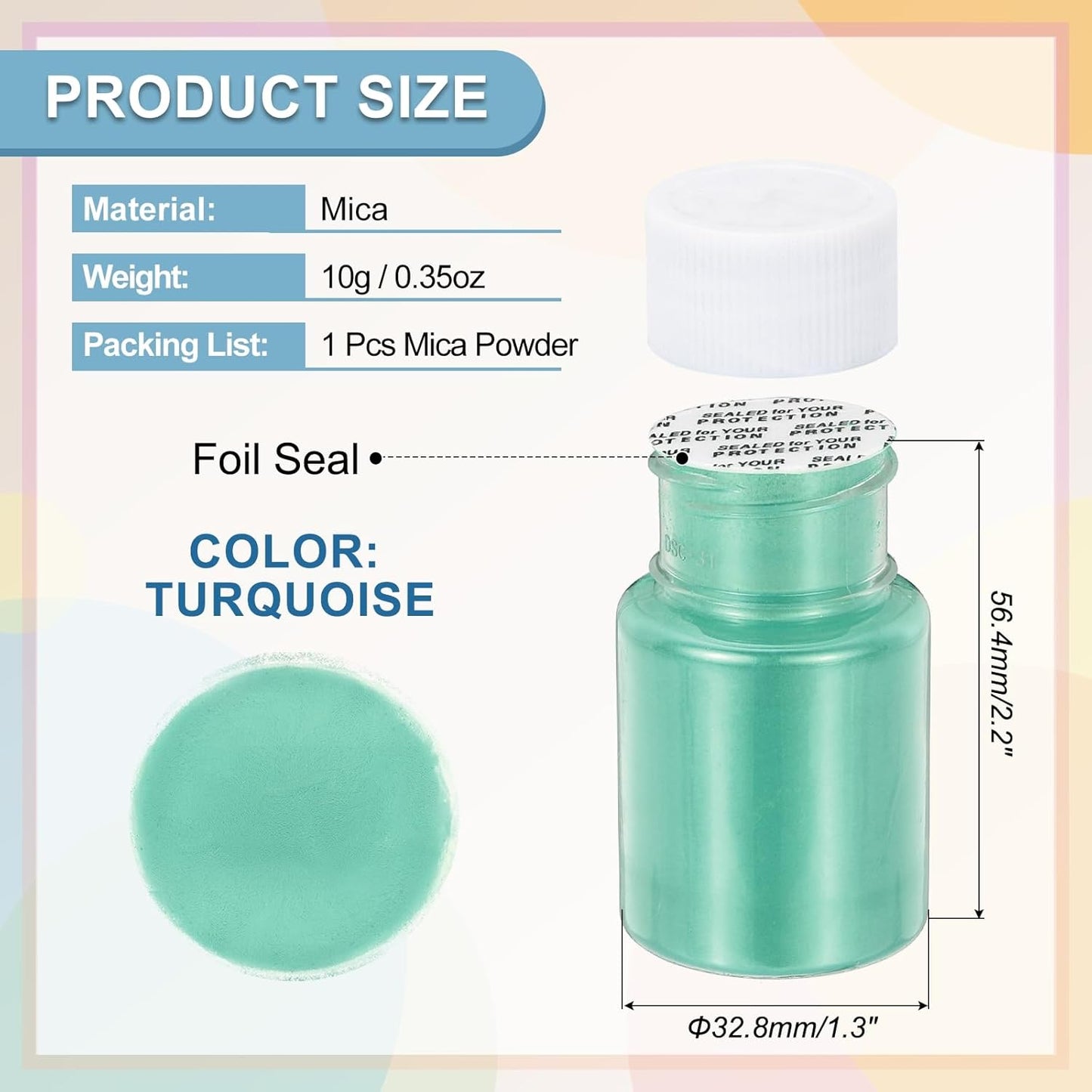 uxcell 10g/0.35oz Cosmetic Grade Mica Powder, 600 Mesh Mica Powder Natural Resin Epoxy Pigment Powders for Casting Resin, Candle Dye, DIY Nail Polish and Lip Gloss, Turquoise