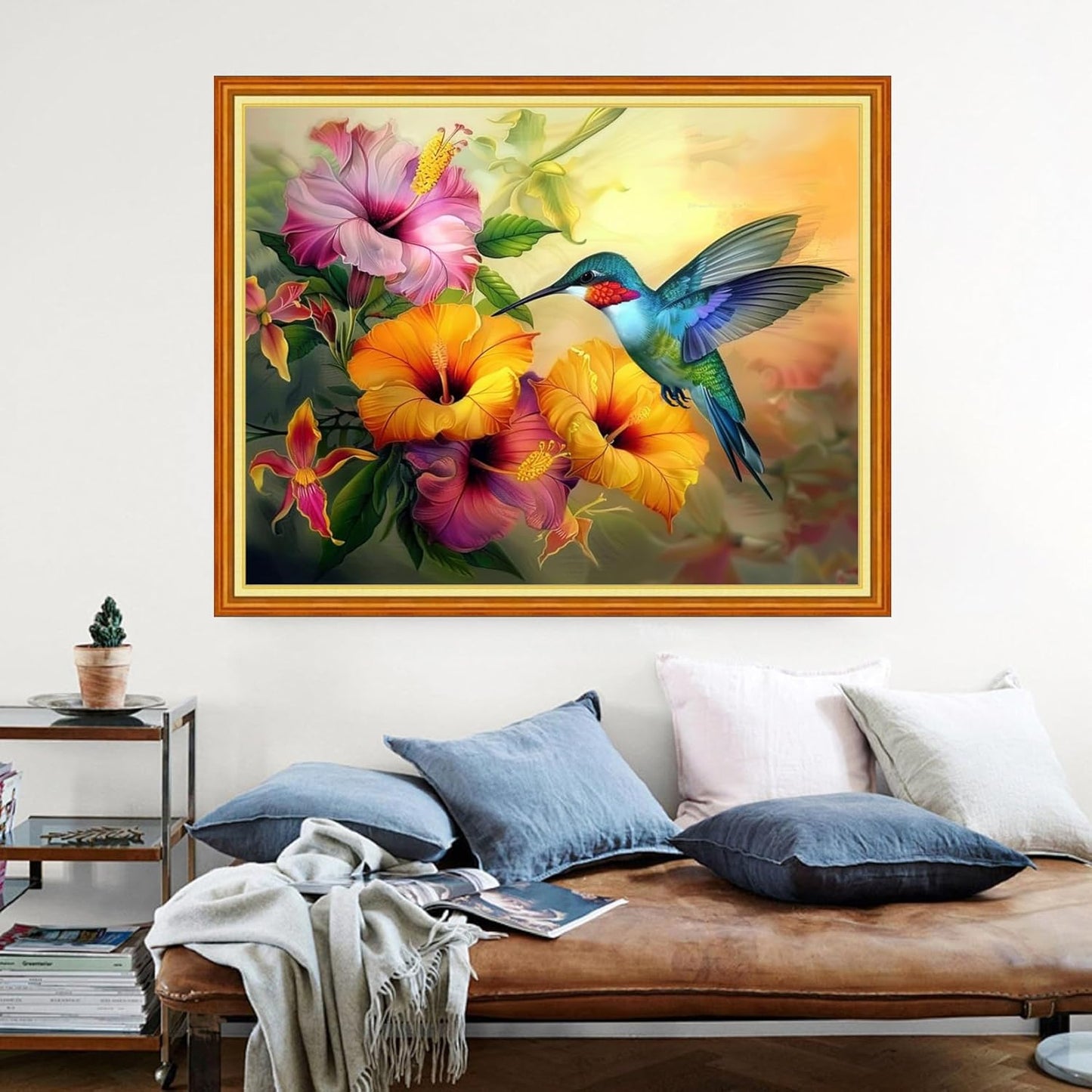 Dimensean Stamped Cross Stitch Kits Full Range of Embroidery Patterns Starter Kits for Beginners Adult or Kids DIY Cross Stitches Needlepoint Kits 11CT- Garden Hummingbird 16x20 inch