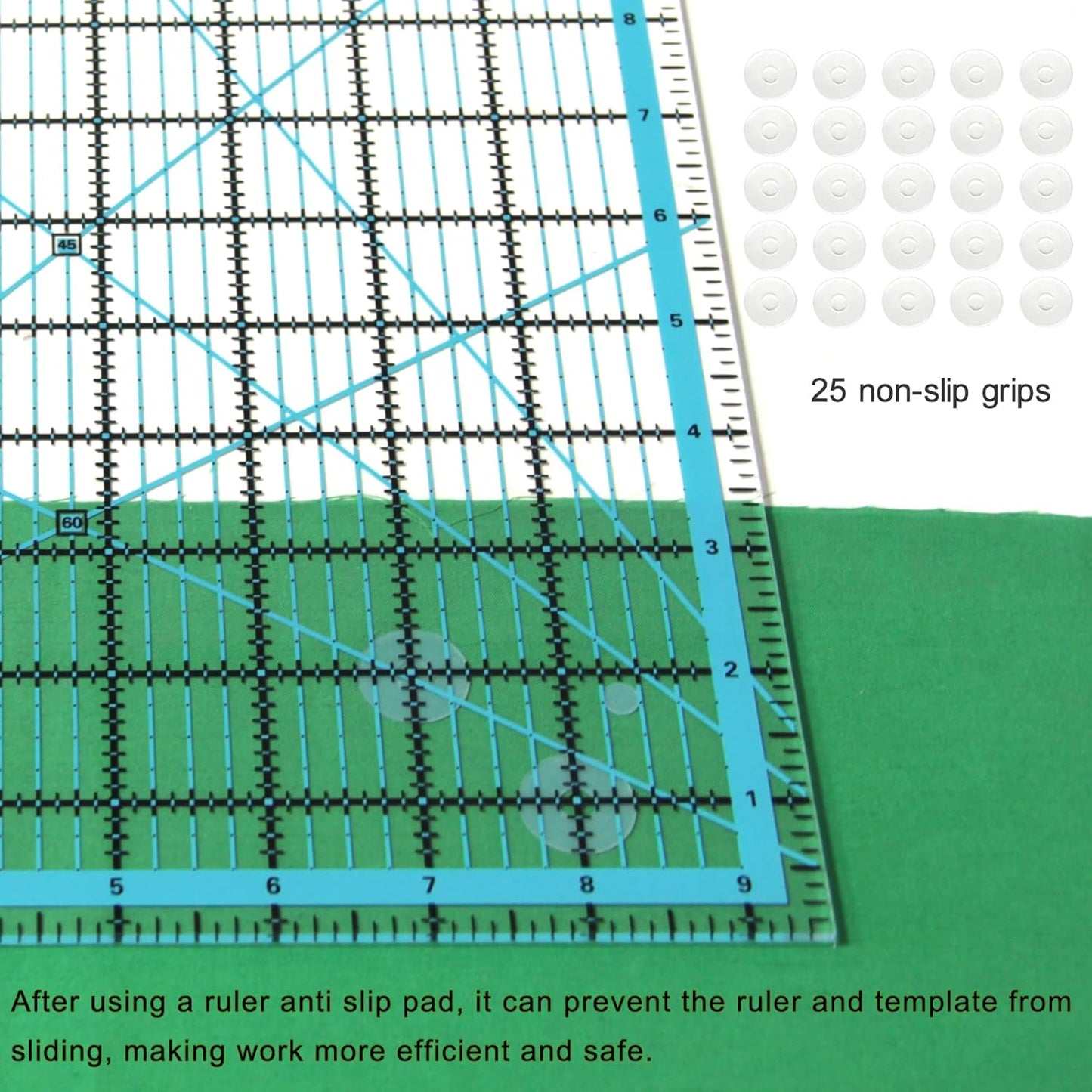 Quilting Rulers, Acrylic Quilt Ruler,4 Square Fabric Cutting Ruler (4.5""X4.5"", 6""X6"", 9.5""X9.5"", 12.5""X12.5""), Quilting Templates with Non Slip Rings. (Blue)