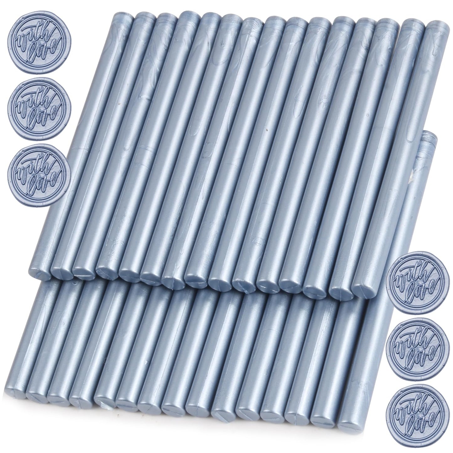 Gray Blue Wax Seal Sticks, 30pcs Sealing Wax Sticks, HOSEALING Glue Gun Wax Seal Sticks for Wax Seal Stamp, Premium Sealing Wax for Wedding Invitations, Letter, Envelope (Mini Size)