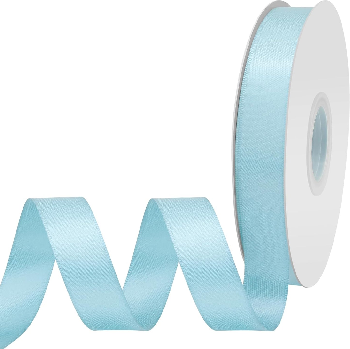 lt Blue Satin Ribbon 3/4" X 50 Yards Solid Color Double Faced Ribbons Perfect for Crafts Wedding Decor Bow Making Arts Sewing and More