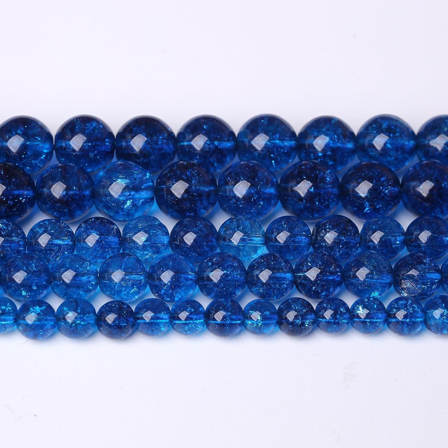 45pcs 8mm Natural Blue Crystal Crackle Quartz Stone Round Loose Beads for Jewelry Making DIY Bracelets Necklaces Energy Healing Stone Beads 15" (8mm, Blue Crackle Quartz)