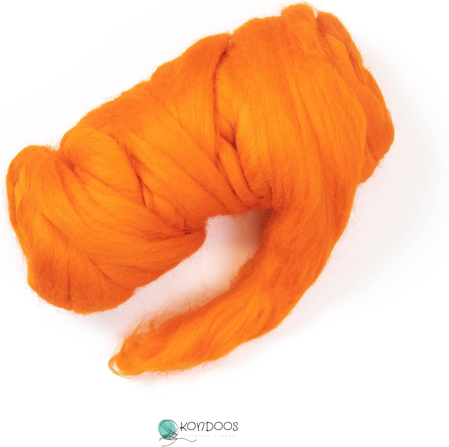 Colored Natural Wool roving, 8 OZ. Best Wool for Needle Felting, Wet Felting, handcrafts and Spinning. (Orange)