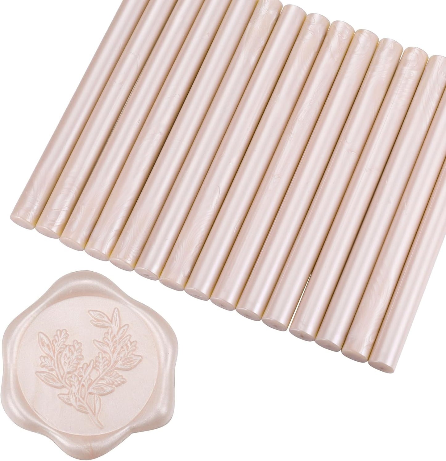 Yoption 15 Pieces Champagne Glue Gun Sealing Wax Sticks for Wax Seal Stamp, Great for Wedding Invitations, Envelopes, Cards, Christmas Gift Ideas, Wine Packages