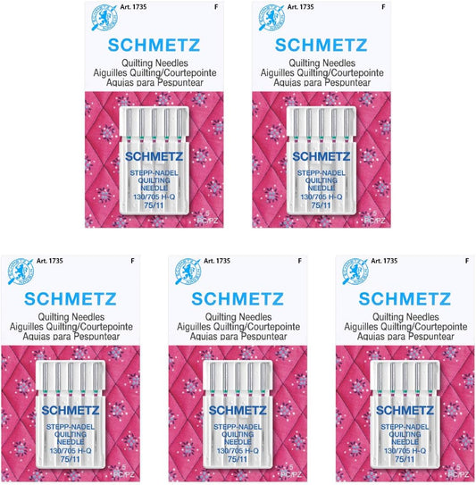 SCHMETZ Quilting Needles - Size 75/11, 5-Needle Cards, Pack of 5