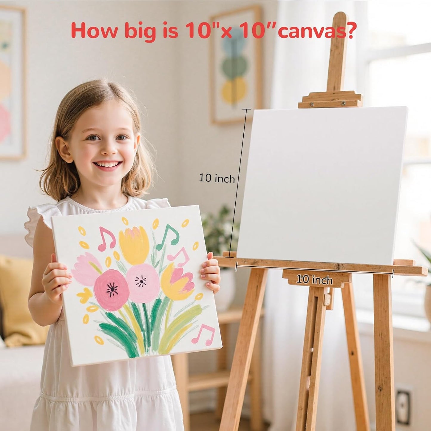 10x10inch Flat Canvas Boards for Painting 20 Pack Primed Acid Free Canvas Panels for Oil, Watercolor, Acrylic Paint