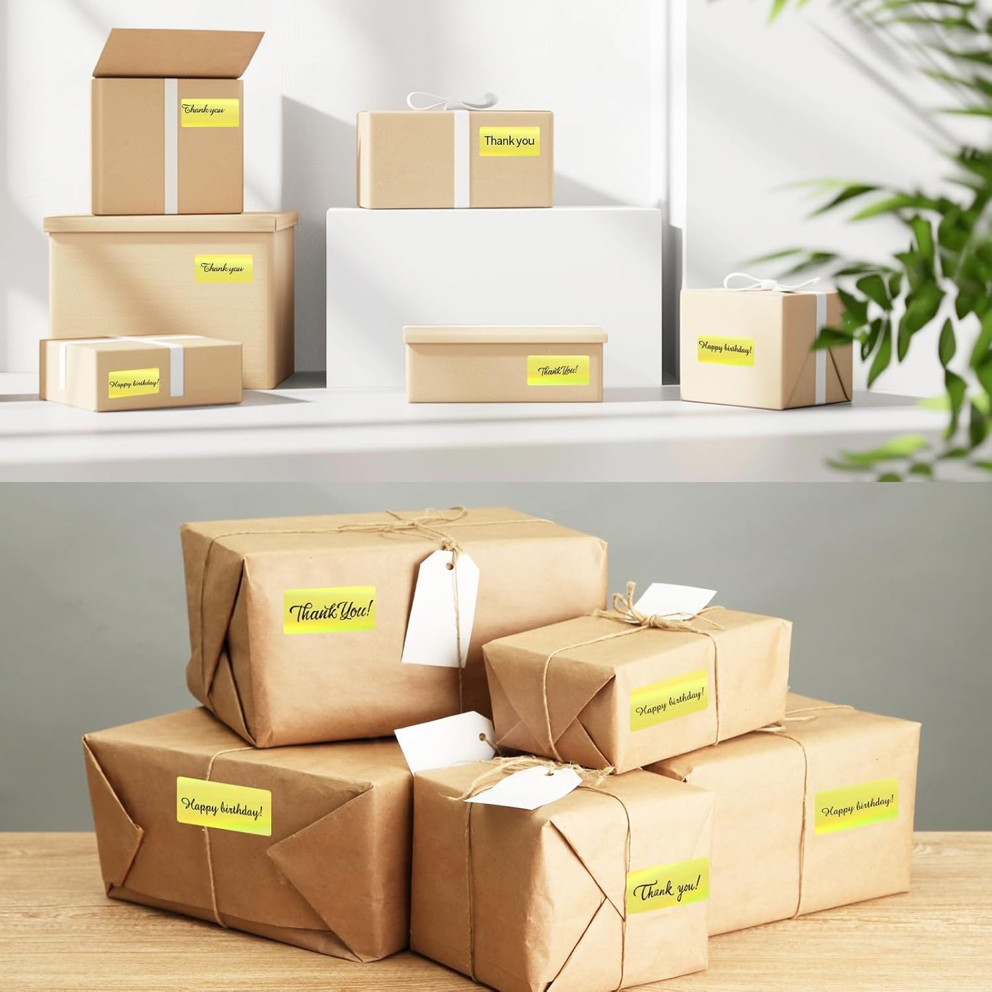 Direct Thermal Label 2x1 Inch- Barcode Labels- Holographic Thermal Sticker Labels for Address, Shipping, Compatible with Rollo Label Printer & MUNBYN& Zebra (300 Labels/Yellow)