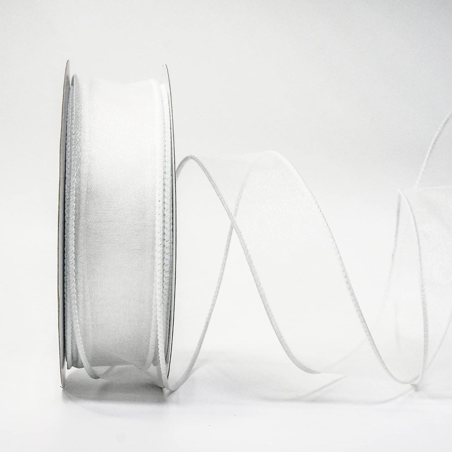 CT CRAFT LLC Sheer Organza Wired Ribbon 1.5" x 50Yards White for Wedding Chair Bow Flora Bouquet Gift Wrapping Christmas Tree Home Decor Wreath