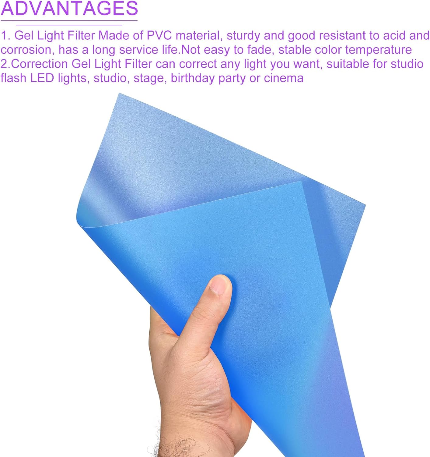 DMiotech 10Pcs Correction Gel Light Filter Overlay Transparent Plastic PVC Sheets Matte Blue for Photo，Film,Video