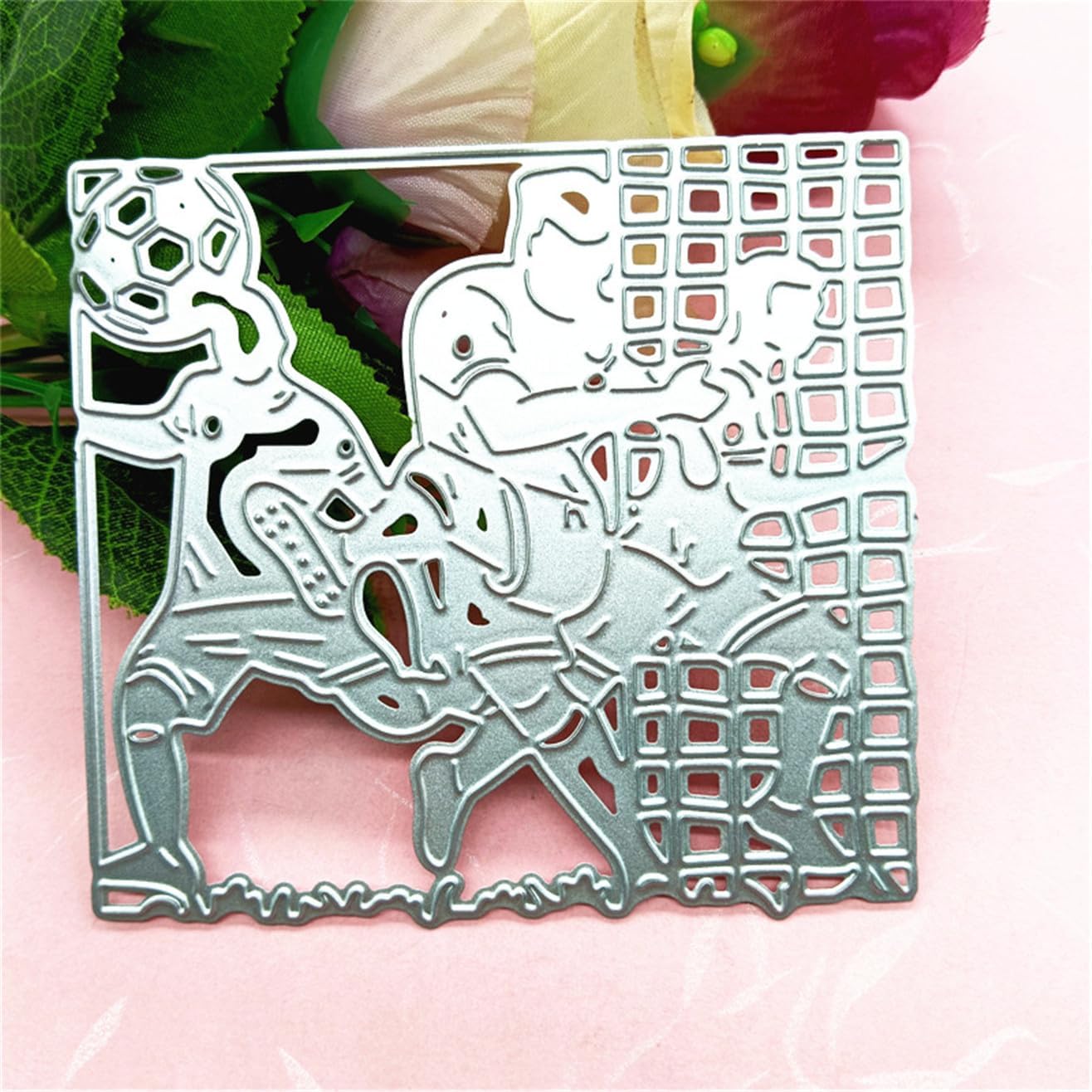 Cutting Dies Metal Stencils Scrapbooking Tools Flowers Lace Frame DIY Embossing Template for Paper Card Making Album Arts Crafts Supplies (Football Team-9.8x9.2cm)