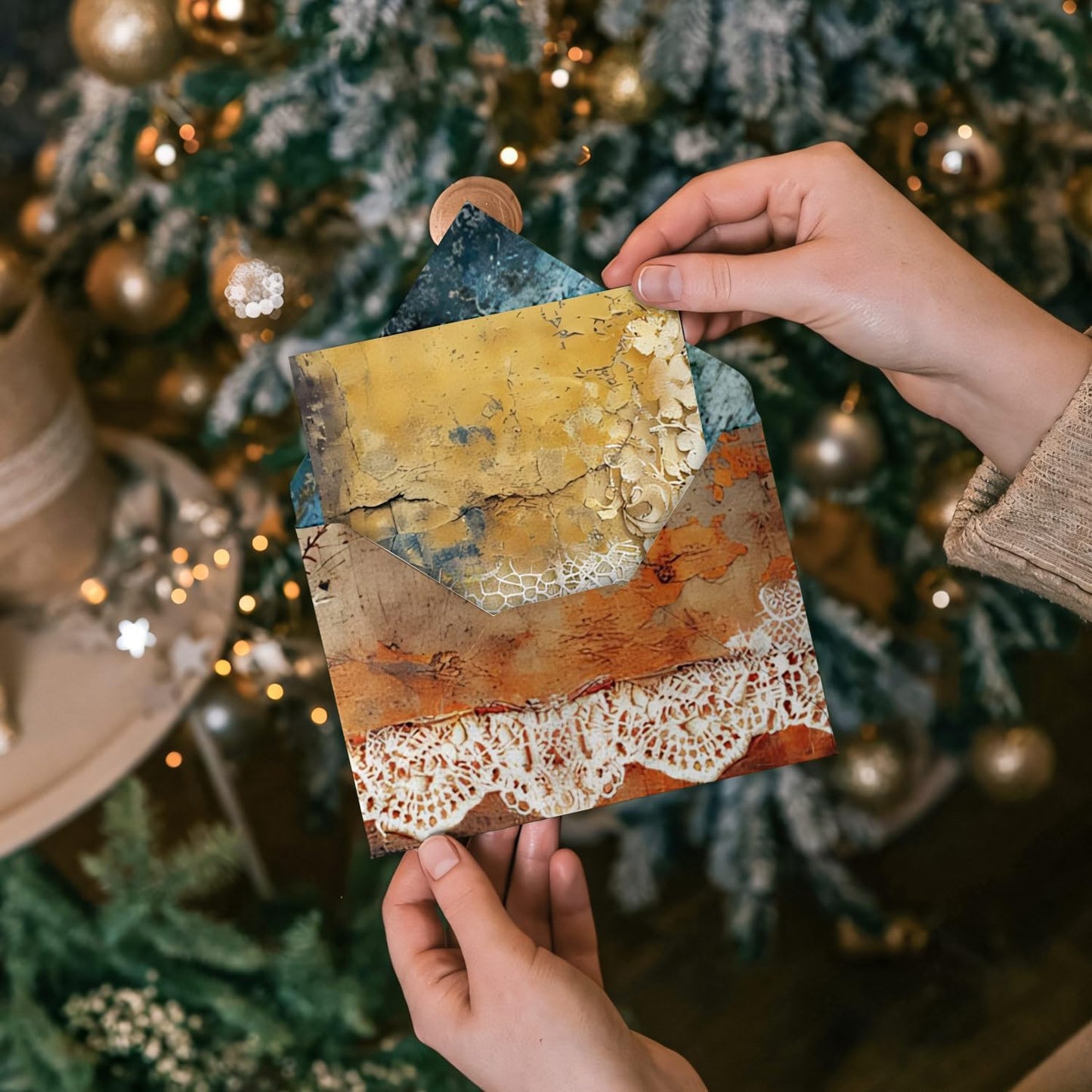 6'' Vintage Lace Scrapbook Paper Pad - 24 Sheets Double Sided Origami Cards for Junk Journal Collage Supplies Cards Decor Gifts Crafts DIY Wrapping Decorative Folded Photo Album