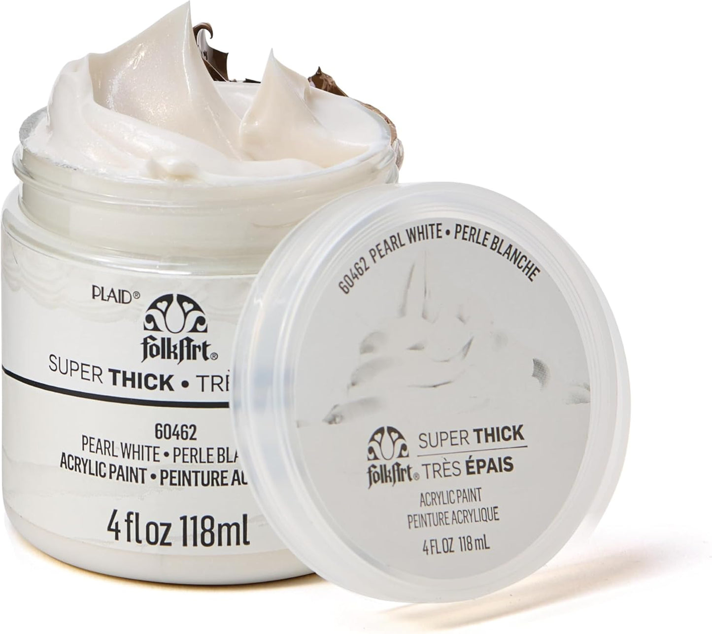 FolkArt Super Thick Acrylic Paint with a Textured Finish, Pearl White, 4 oz