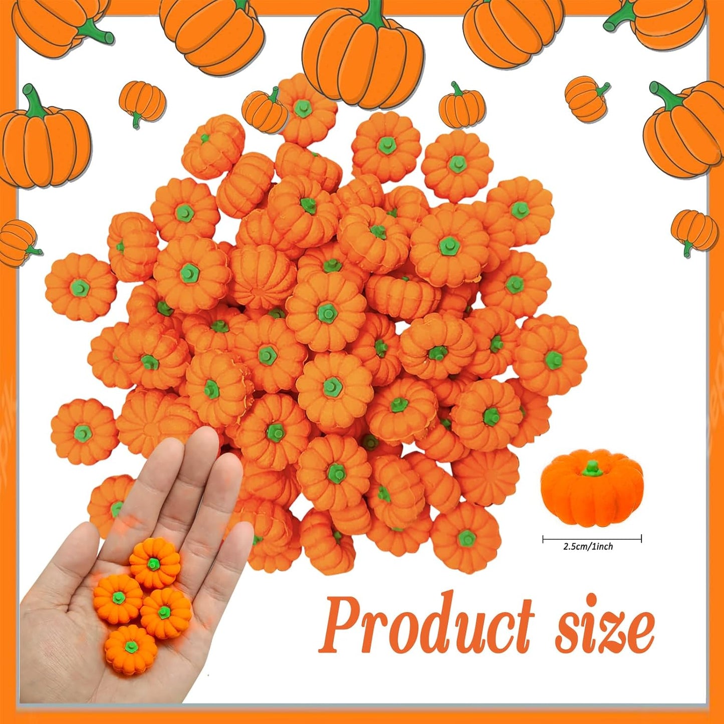 44 Pcs 3D Pumpkin Erasers Bulk, Fall Mini Erasers Novelty Pencil Eraser Stationery for Kids Students Halloween Fall Thanksgiving Party Favor Teacher Rewards Classroom