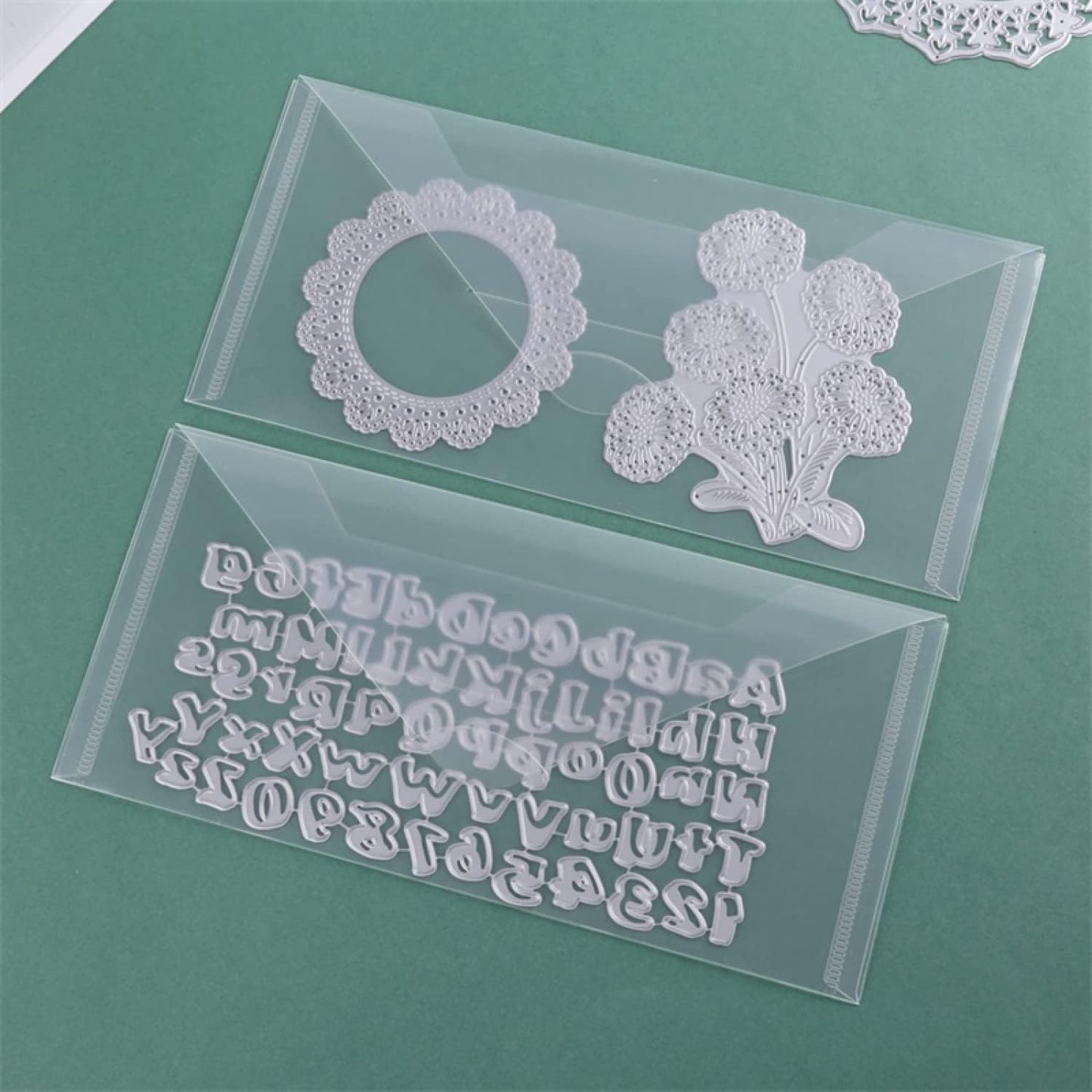 BAOFALI 20 Pieces Clear Die & Stamp Plastic Storage Bag, Resealable Large Envelope Pocket for DIY Scrapbooking Paper Card Craft Making and Cutting Dies Stencil (4.75"x4.75";4.5"x9.5")