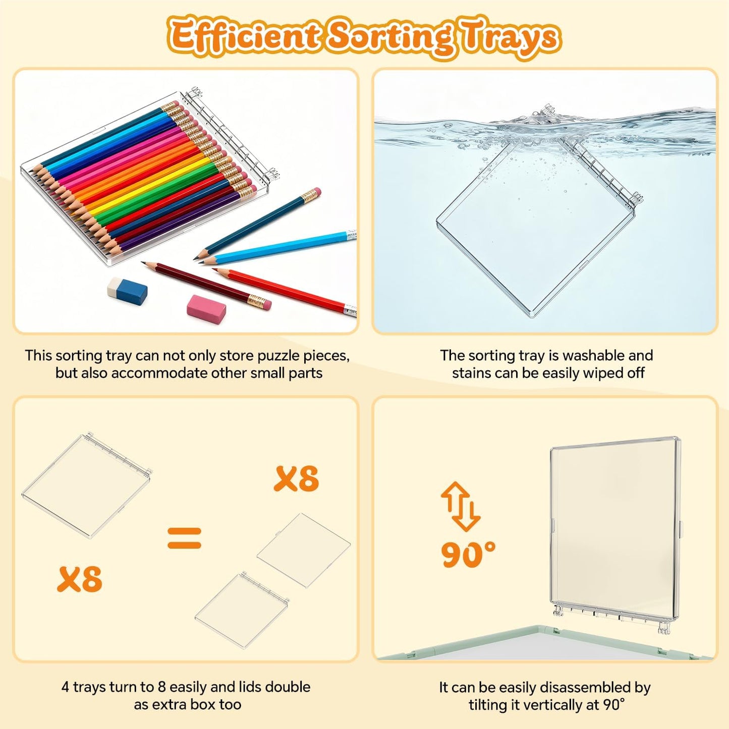 2000 Pieces Rotating Plastic Puzzle Board 3-in-1 Double-Sided/Tilting/Rotating, Portable Table 45.91"x32.48" Spinning Jigsaw Puzzle Table with Cover Lazy Susan Gift for Seniors Adults and Kids