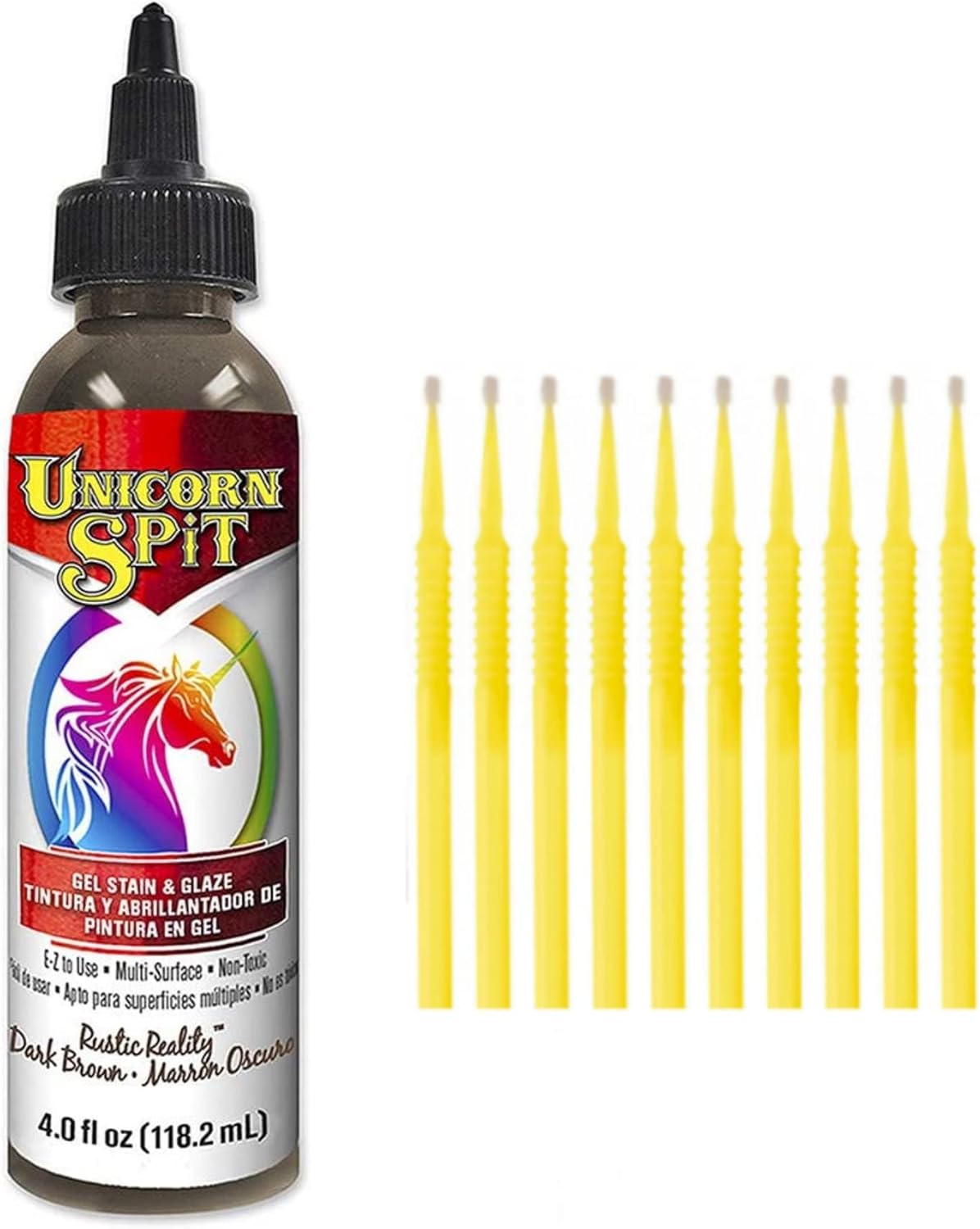 Unicorn SPiT Gel Stain and Glaze in One - Rustic Reality 4 oz. Bottle Detail Sticks