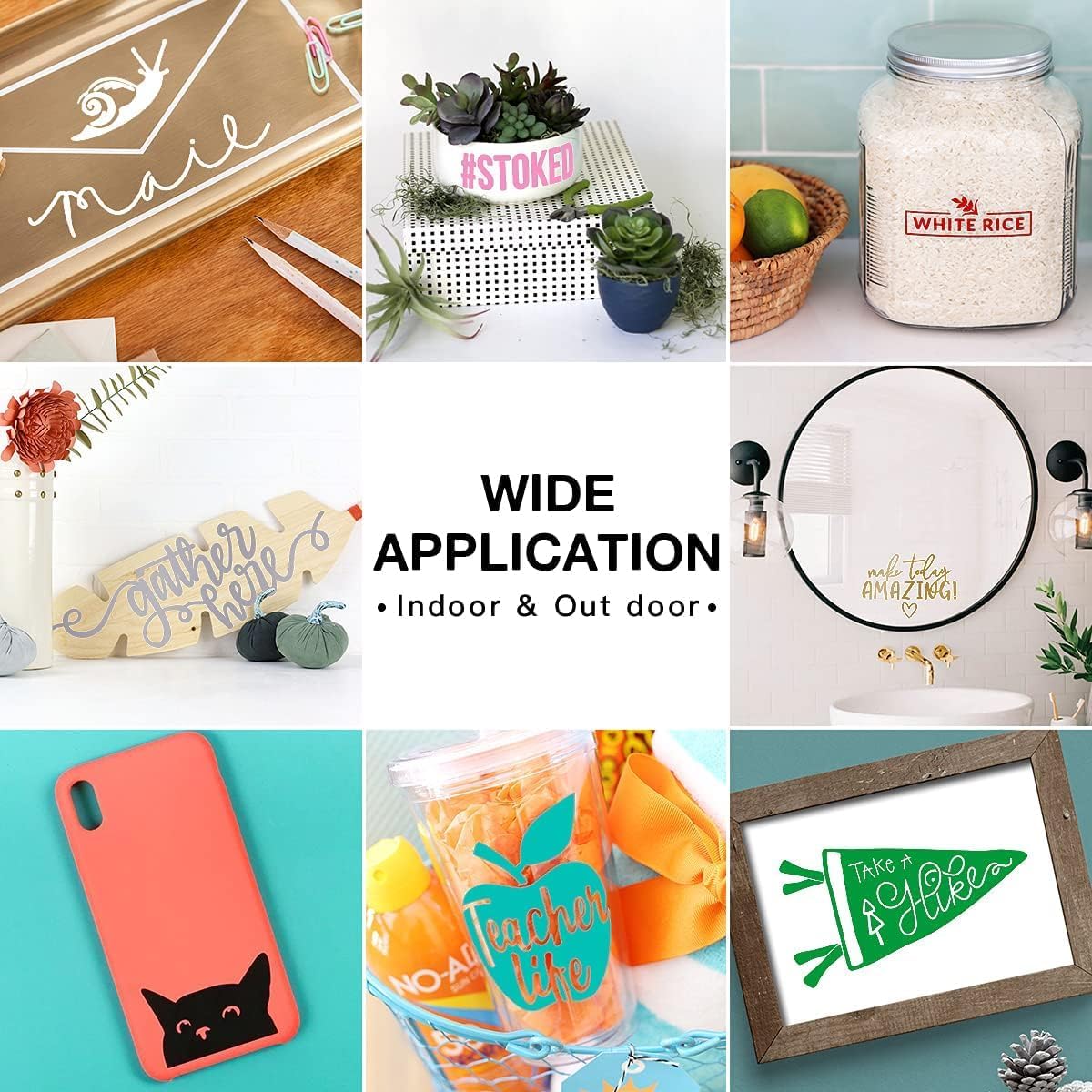 HTVRONT Light Blue Permanent Vinyl, 12" x 40 FT Adhesive Permanent Vinyl Roll for All Cutting Machine, Silhouette, Cameo Cutters, Signs, Scrapbooking, Craft, Die Cutters (Glossy Light Blue)