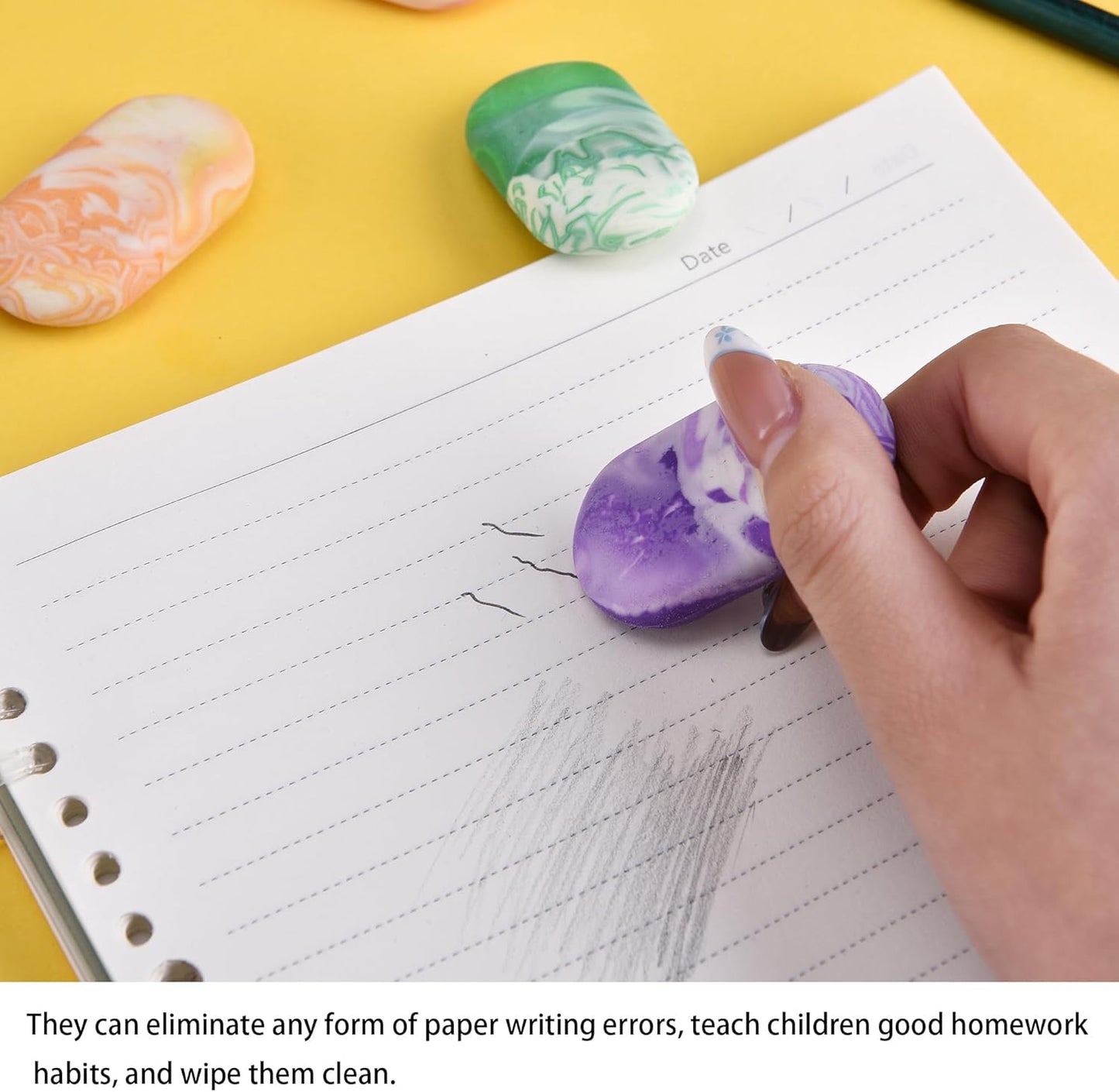 19PCS Bulk Cute Marble Oval Erasers for Kids Bulk,Back to School Party Gifts (Marble Oval, Big)