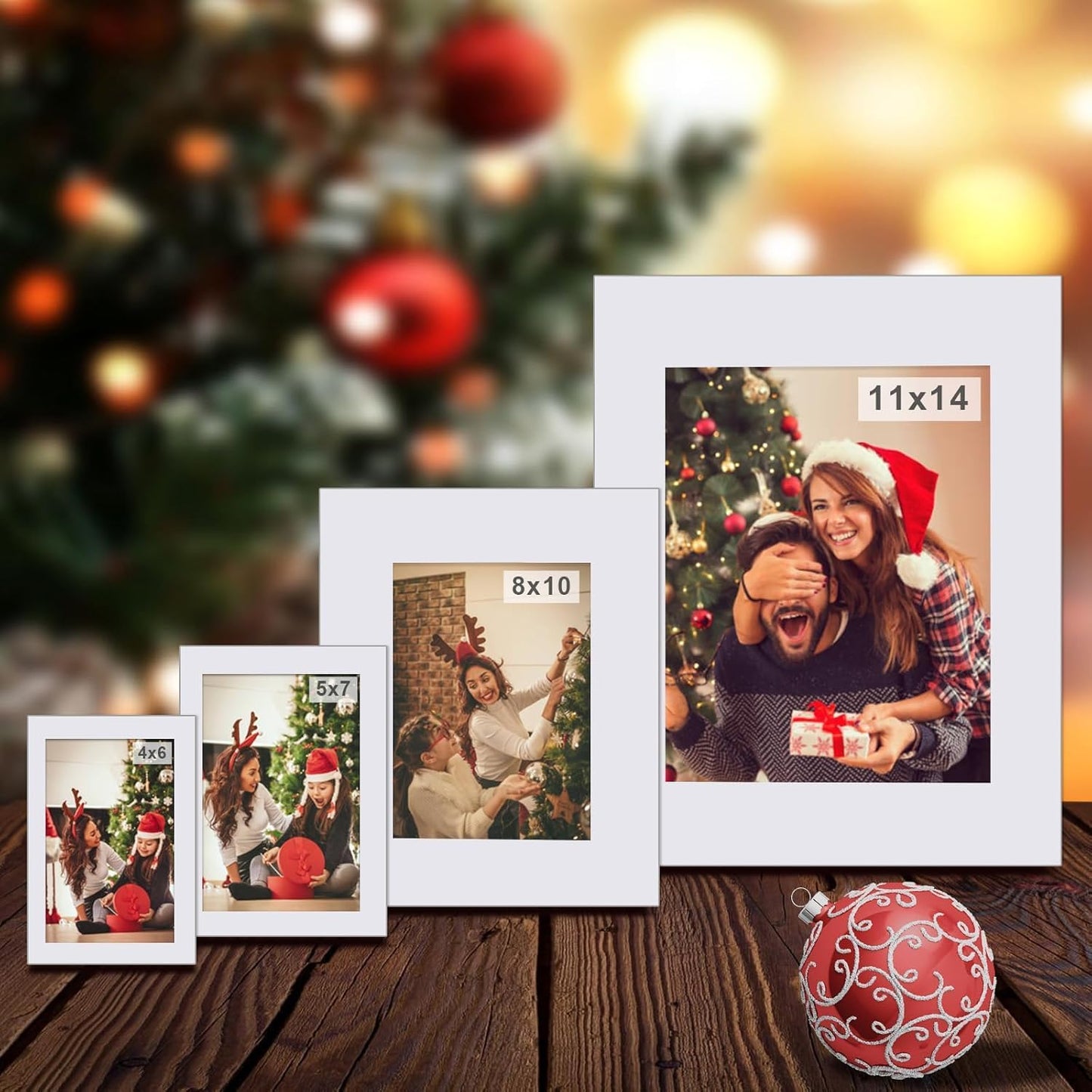 Egofine 8x10 White Picture Mats Pack of 6, Frame Mattes for 5x7 Pictures, Acid Free, 1.2mm Thickness, with Core Bevel Cut