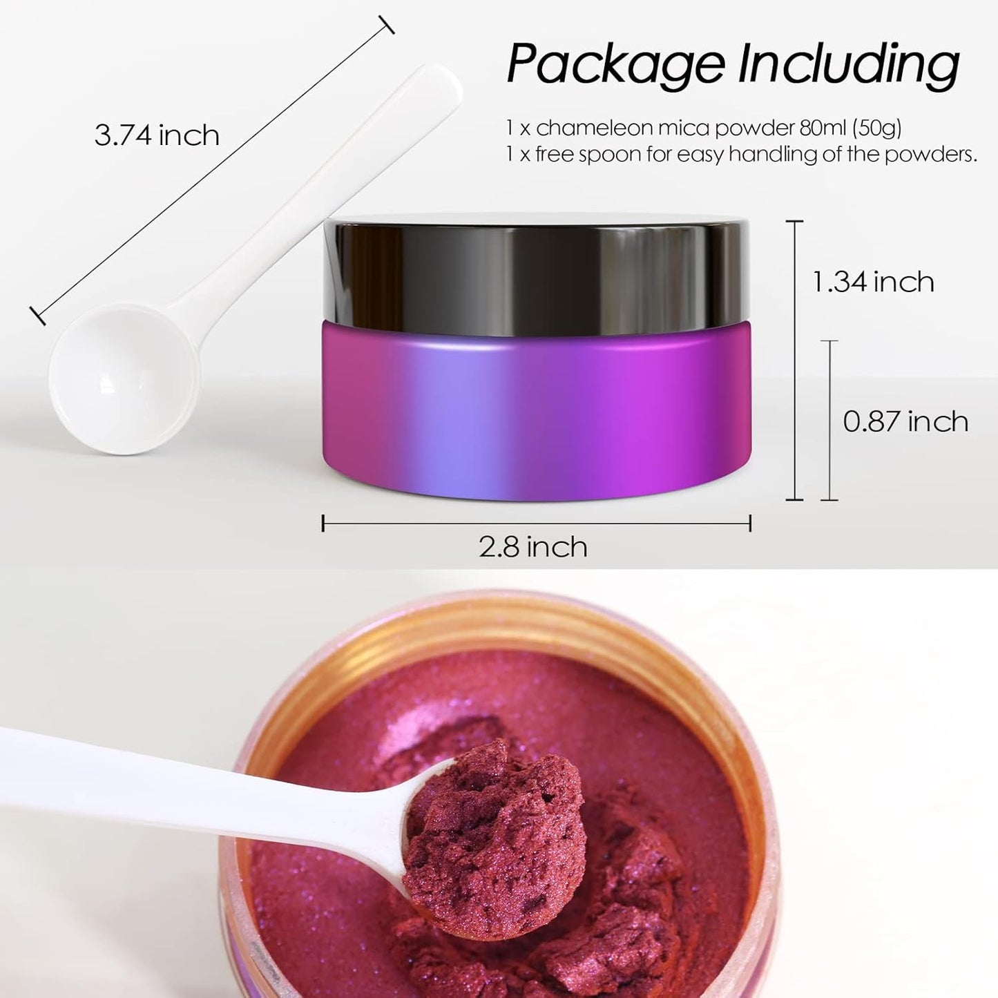 Ceya Chameleon Mica Powder, 1.8oz/ 50g Twilight Rose Chrome Nail Powder, Cosmetic Grade Pearlescent Effect Color Shift Pigment for Epoxy Resin, Makeup, Nail Polish, Soap Dye,Candle Making