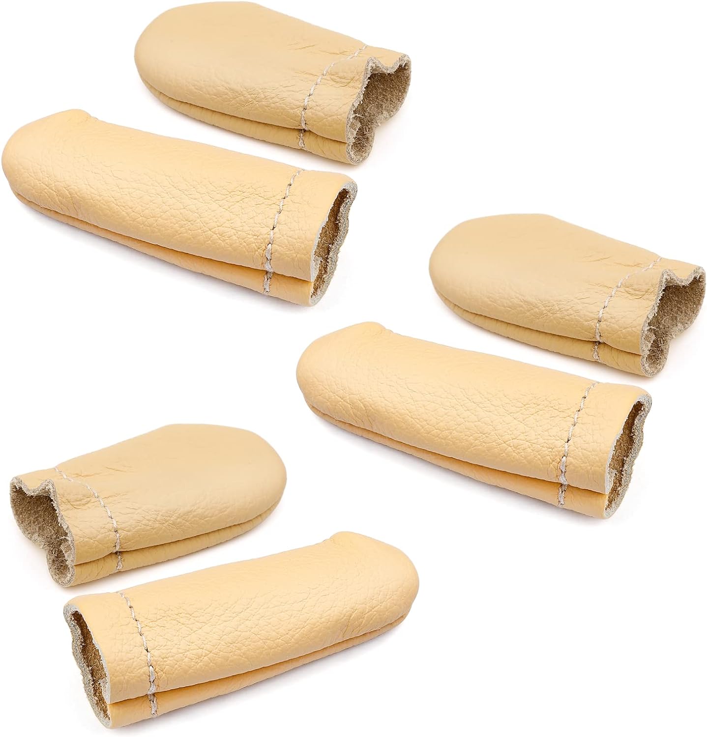 3 Pairs Leather Finger Protector Needle Felting Knitting Finger Thimble Guards Tools for Hand Craft Sewing Needlework Handmaking(Random Color)