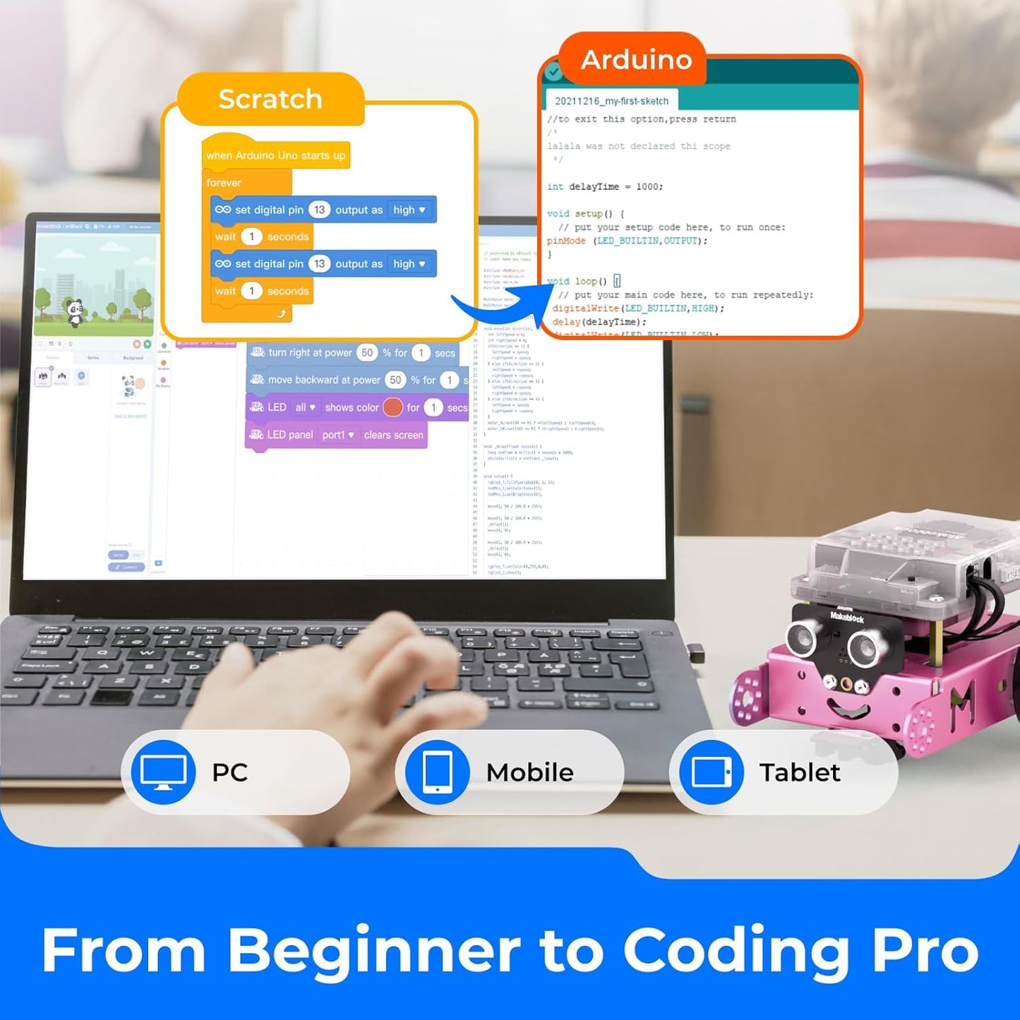 Makeblock mBot Robot Kit, STEM Projects for Kids Ages 8-12 Learn to Code with Scratch Arduino, Robot Kit for Kids, Computer Programming for Beginners Gift for Boys and Girls 8 Pink