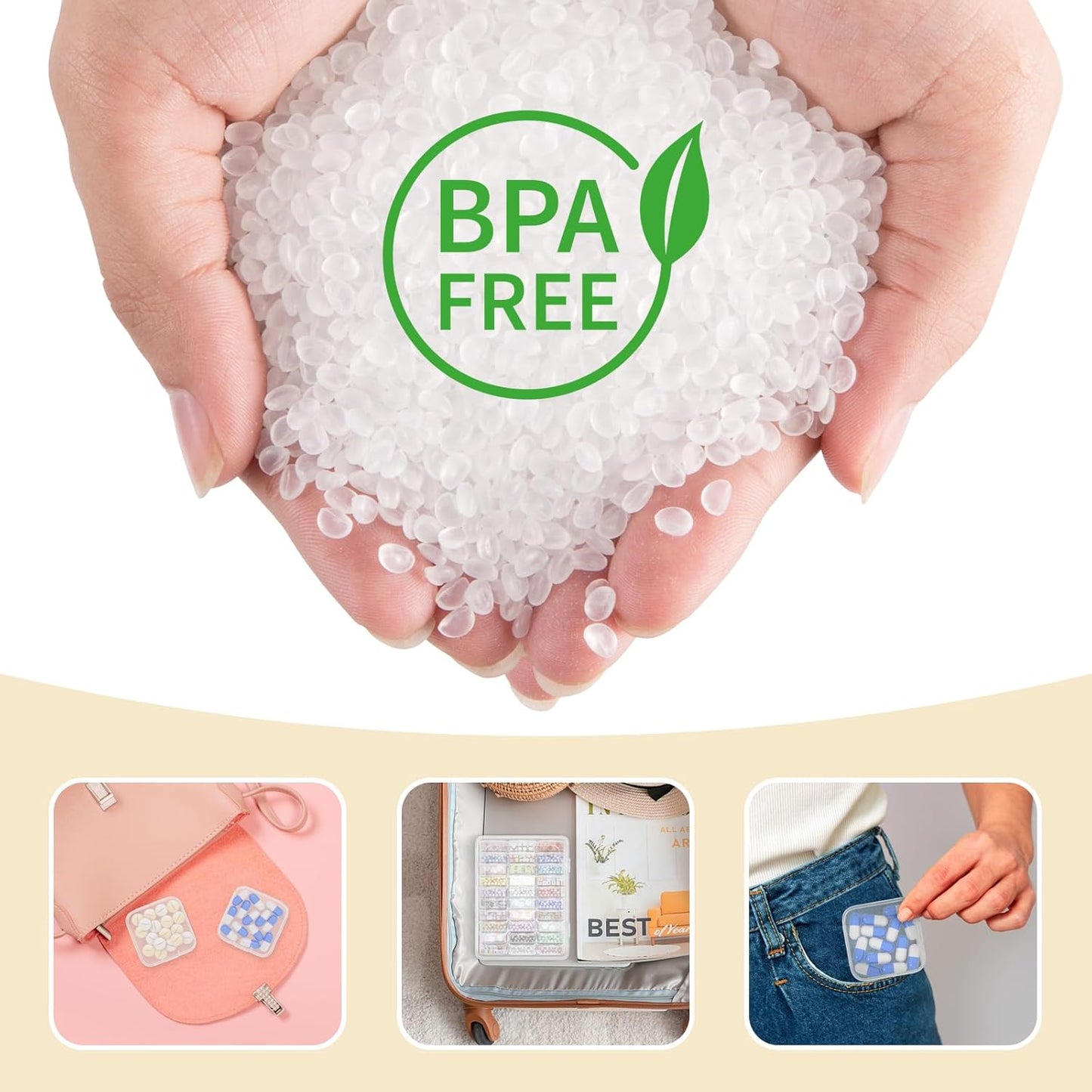 Mathtoxyz Bead Organizer Box, 31Pcs Small Beads Organizers and Storage Plastic Cases Mini Clear Dimond Storage Containers Boxes with Hinged Lid and Rectangle for Bracelet Making DIY Jewelry Craft Nail