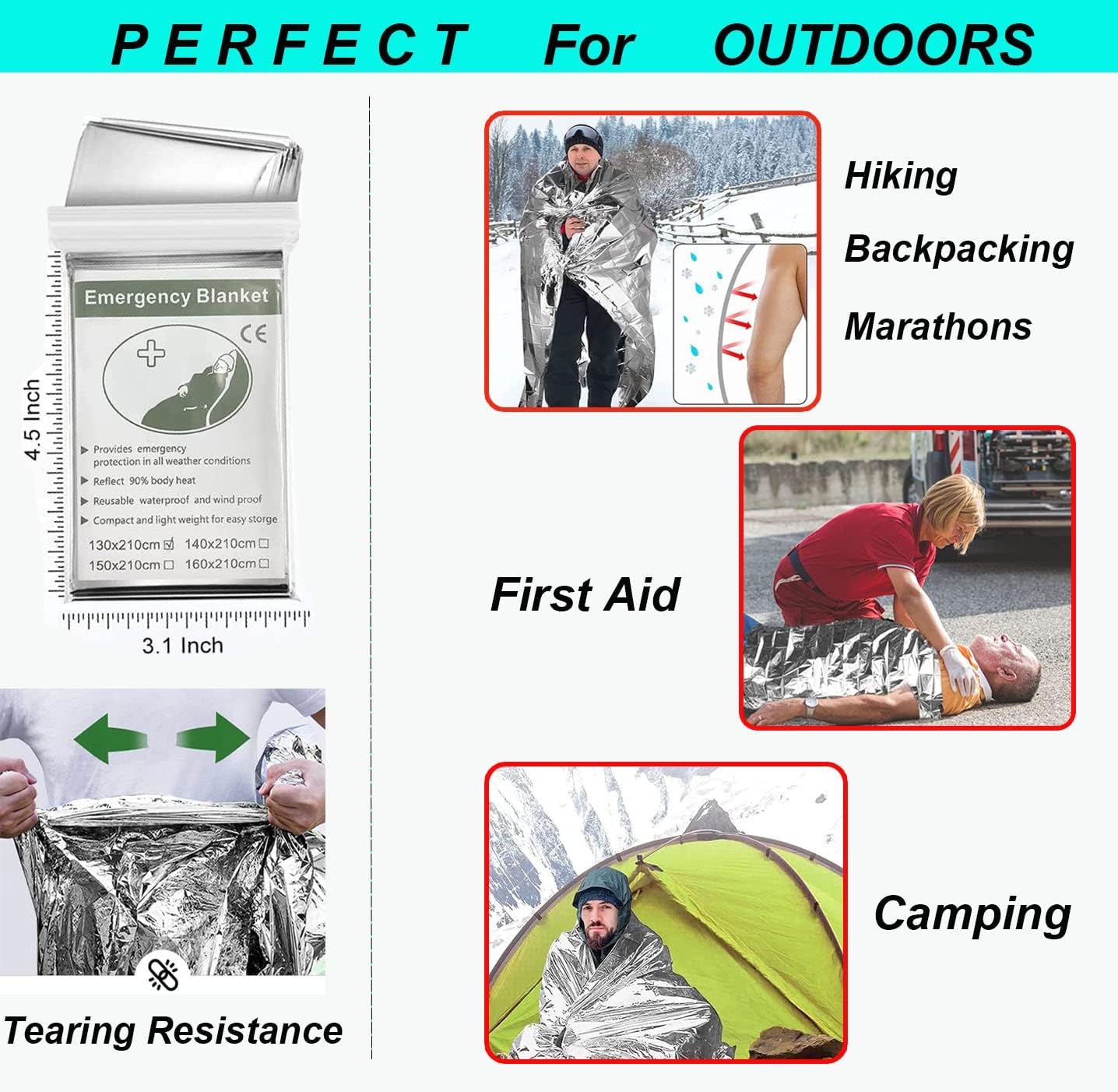 Plant Growth Mylar Films Silver Garden Greenhouse Covering Foil Sheets Space Thermal Insulation Blankets for Growth Room First Aid Marathons Survival Camping Hiking