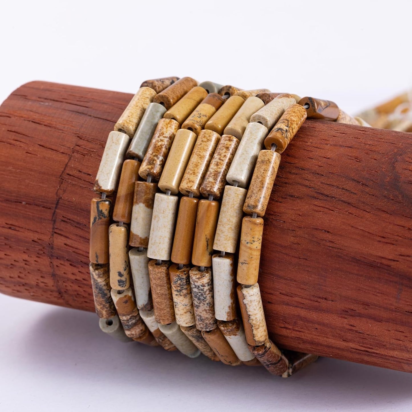 Natural Blown Picture Stone Cylinder Tube Beads 4x13mm 38cm/str Loose Semi Gemstone Stone Beads for Making Bracelets Necklace Earrings