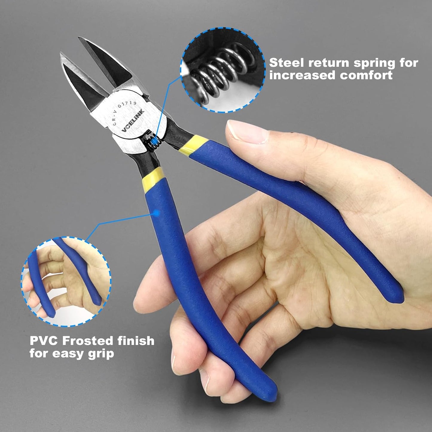 VCELINK Wire Cutters, 6-inch Side Cutter, CR-V Small Flush Cutter, 5 Pack Professional Small Wire Cutter with Spring-loaded for Artificial Flowers, Floral, Jewellery Making, and DIY Model Making