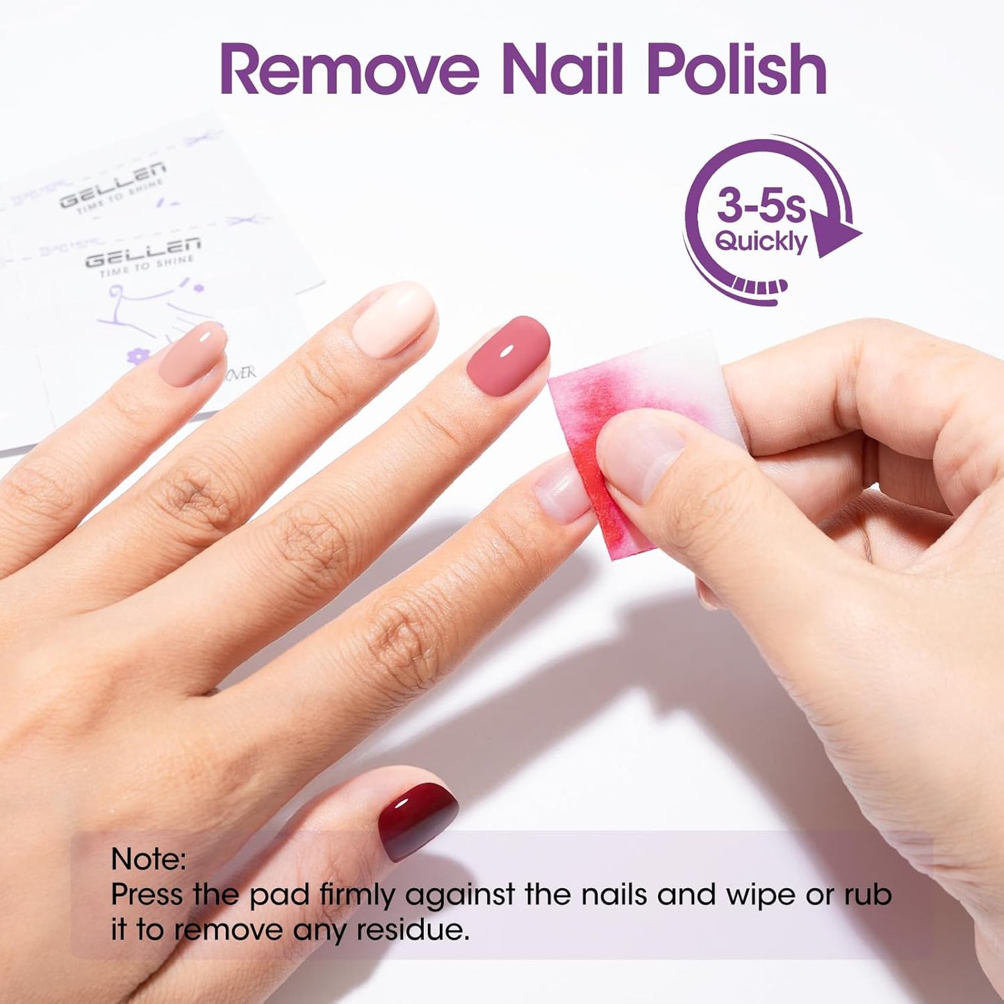 Gellen Acetone Gel Nail Polish Remover Pads: 400 Pack Professional Nail Polish Remover Pads, Individually Wrapped Travel Bulk Set to Remove Gel Fingernail Polish for Home & Salon Supplies