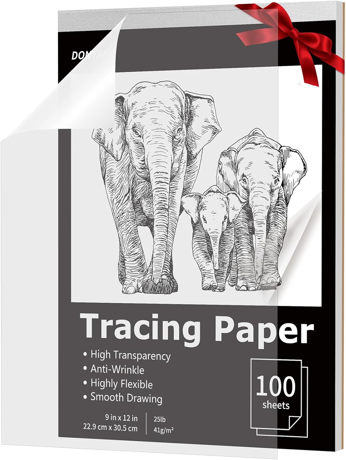 Tracing Paper 9"x12", 100 Sheets Transparent Vellum Paper for Tracing Pads, Christmas Birthday Gifts for Adults Teens, 25lb/41gsm Translucent Tracing Paper for Sketching, Drawing, Black