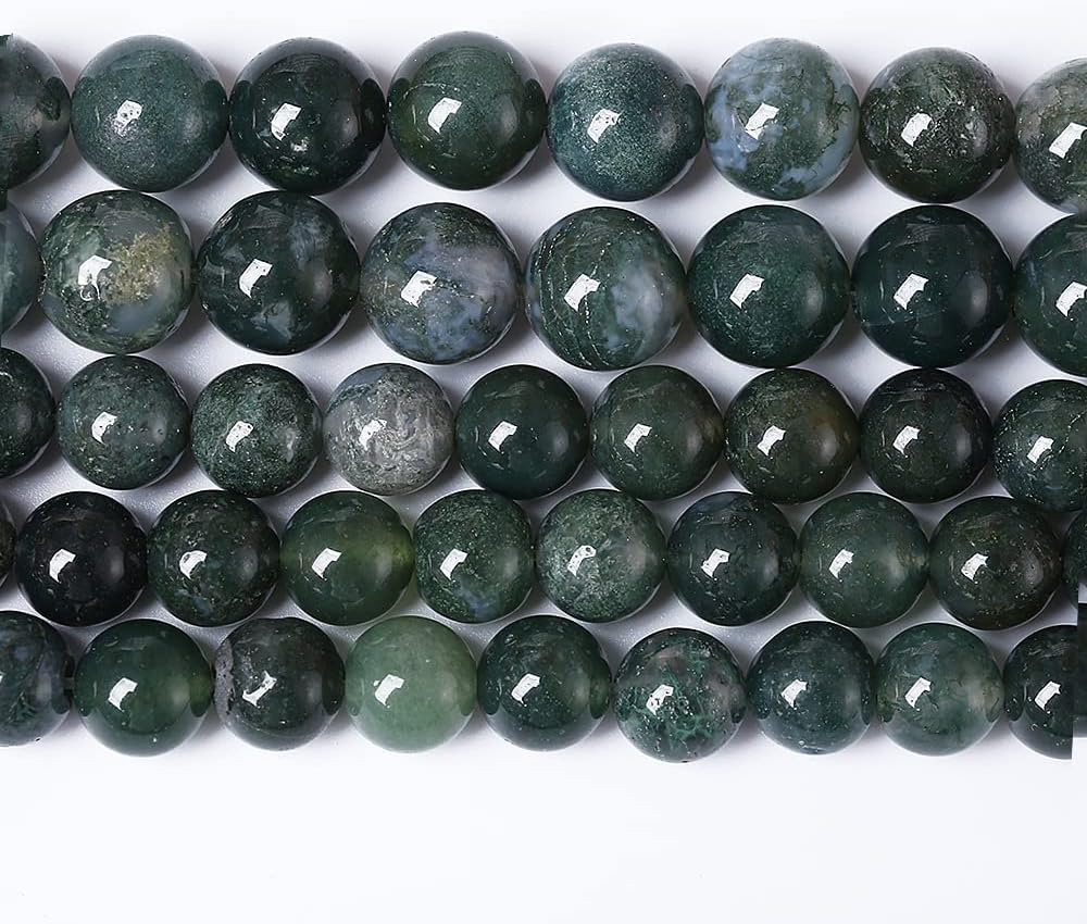 90PCS 4mm Natural Green Moss Agate Beads Gemstone Round Loose Spacer Beads for Jewelry Making DIY Bracelet Necklace Earrings 15" Inch(Moss Agate Beads, 4mm)