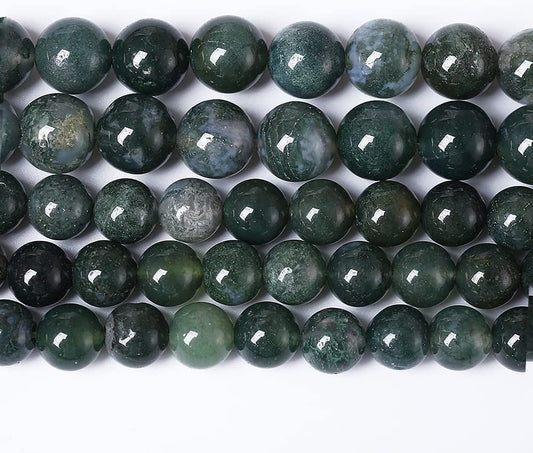 90PCS 4mm Natural Green Moss Agate Beads Gemstone Round Loose Spacer Beads for Jewelry Making DIY Bracelet Necklace Earrings 15" Inch(Moss Agate Beads, 4mm)