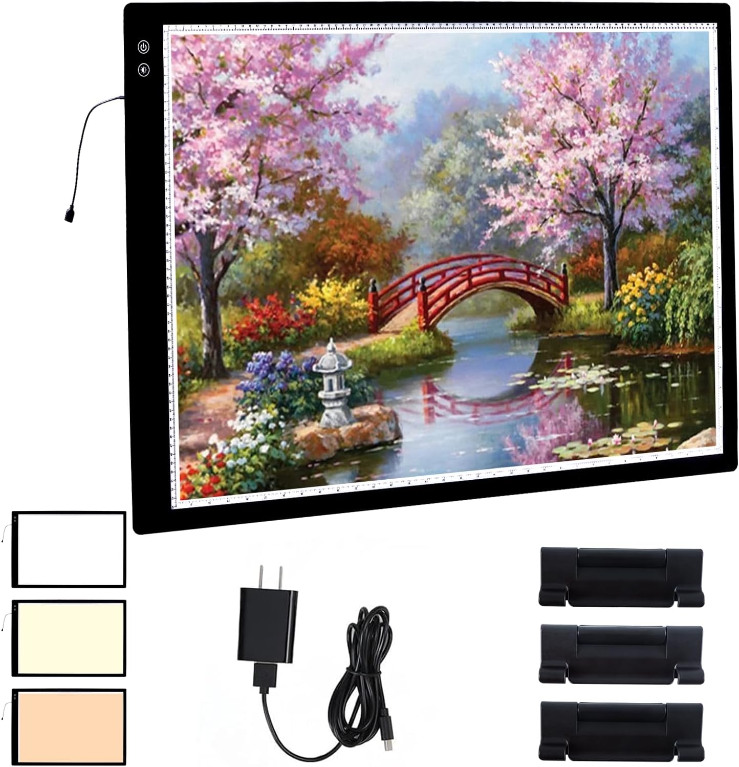YINGWOND A1 Large Rechargeable Light Pad,Diamond Art Light Board with 3 Color Modes,6 Levels and Stepless Dimming,Battery Powered Light Box for Tracing,Diamond Painting,Drawing,Sketching