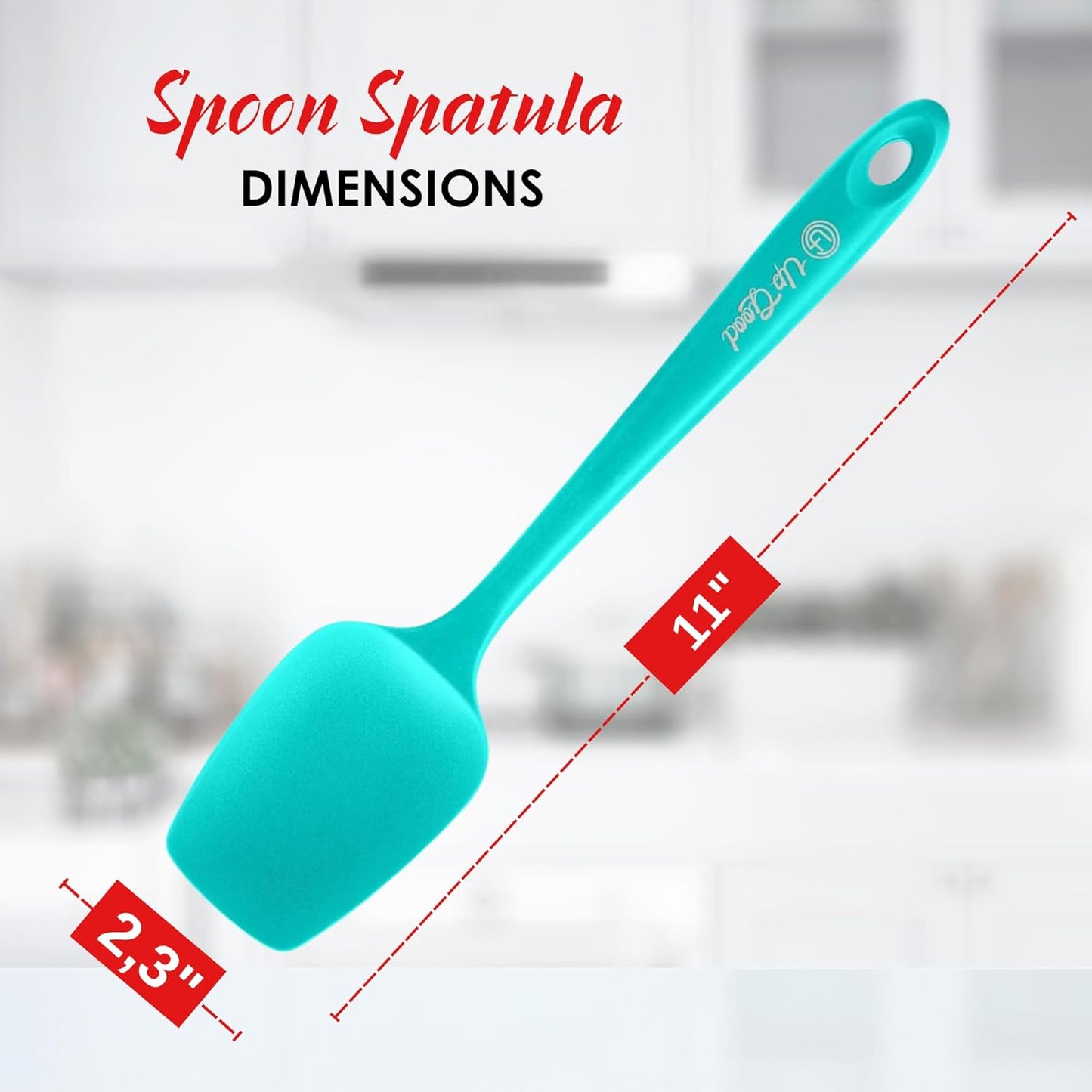 Silicone Spoon Spatula - 600ºF Heat-Resistant Non-Stick Rubber Spoonula | Use as Silicone Kitchen Scraper Utensil - Baking and Cooking Strong Stainless Steel Core | UpGood Kitchen Utensils, (Teal)