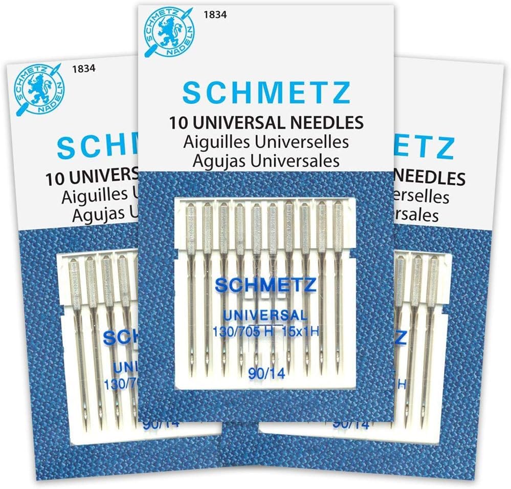 SCHMETZ Universal (130/705 H) Household Sewing Machine Needles - Size 90/14-3 Cards - 30 Needles