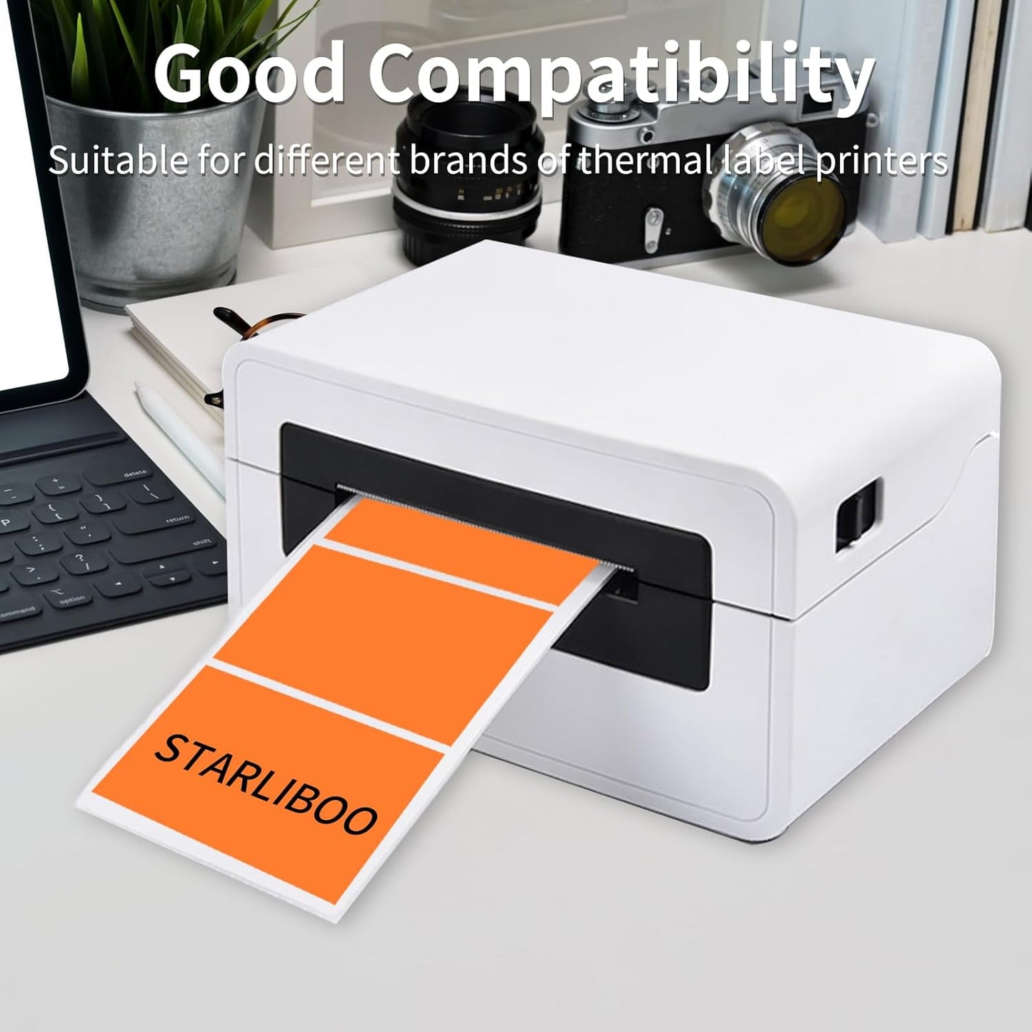 STARLIBOO 3x2 inch Color Direct Thermal Label Stickers for Shipping, Barcode, Address, Compatible with Rollo Label Printer & Zebra Desktop Printers (Orange)