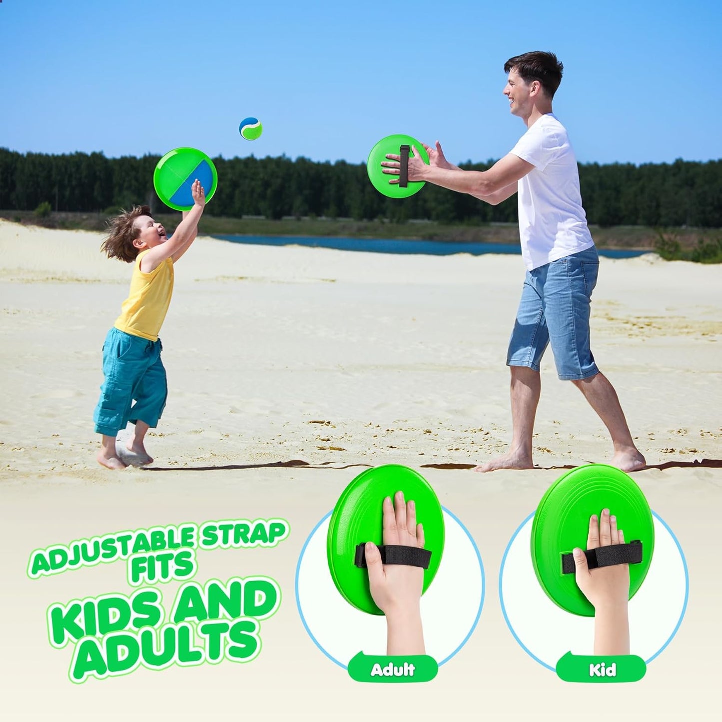 Toss and Catch Ball Set Upgraded - Kids Toys Outdoor Games for Whole Family - Water-Resistant Great for Beach Pool Yard Games - Classic Gift for Boys Girls 3 4 5 6 7 8 9 10 11 12+ Years Old