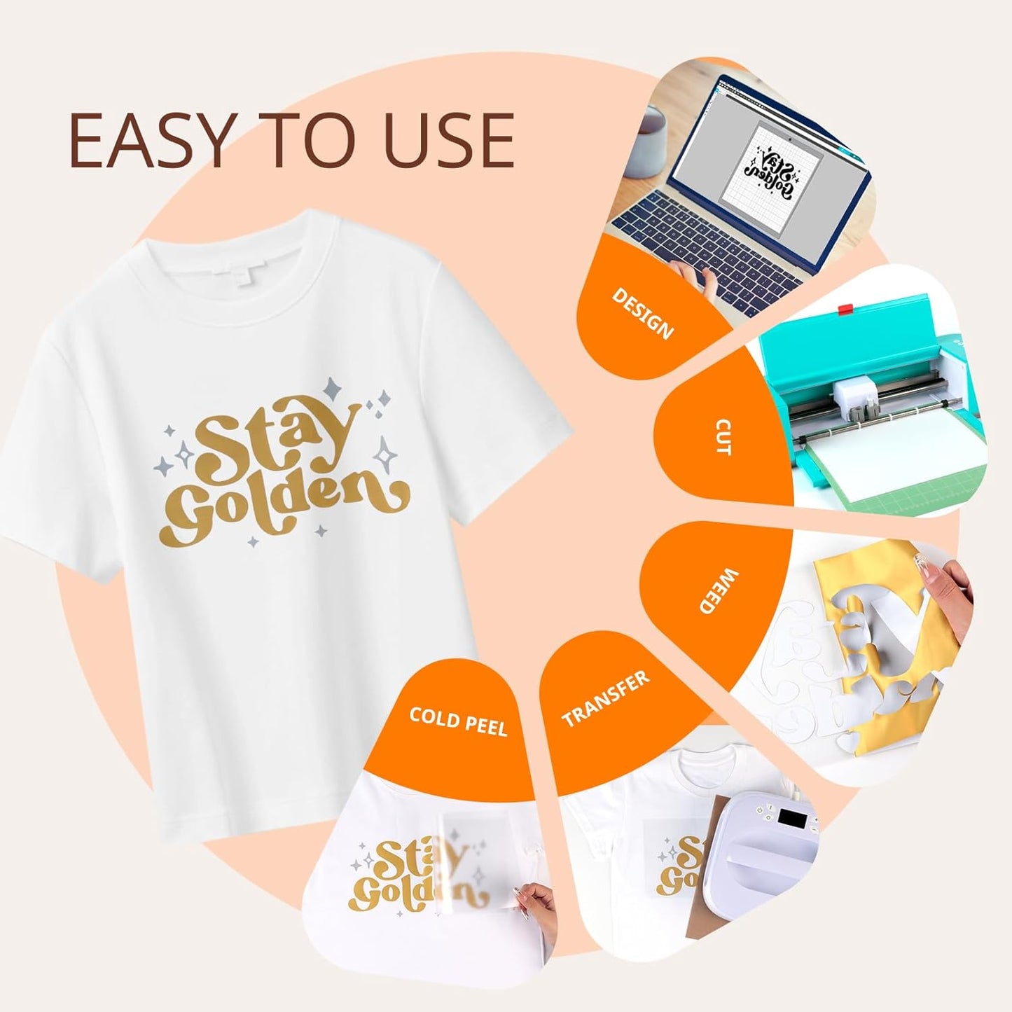 JANDJPACKAGING Heat Transfer Vinyl - 25Pcs HTV Vinyl with Vibrant Colors, Easy to Cut & Weed & Transfer Iron on Vinyl for T-Shirts, 12 x 10in HTV for Heat Press Machine