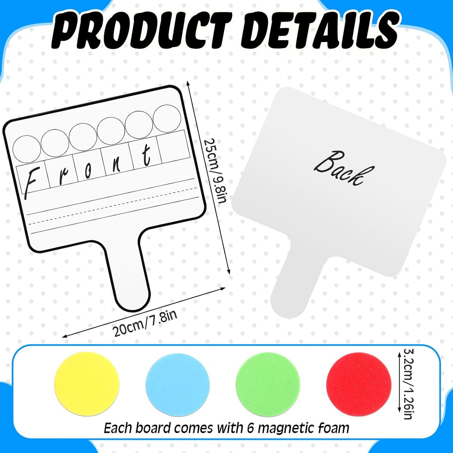 Seajan 18 Pcs Magnetic Paddle Set Education Dry Erase Double Side Handheld Answer Board with Magnetic Counters Discs Phonemic Awareness Phonics Games Toy for Students Kids Teaching Supply (Bright)