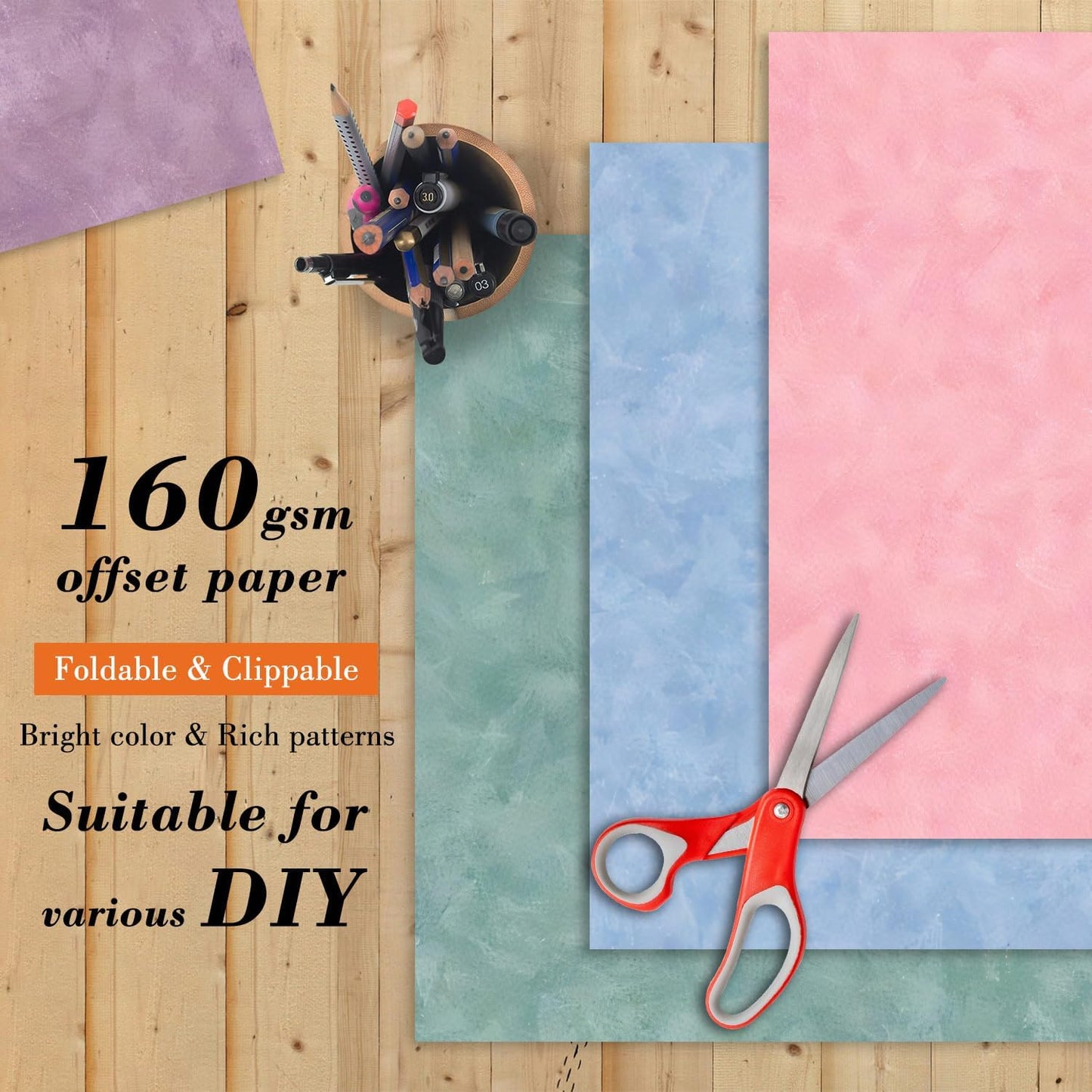 6 Inch Macaron Color Scrapbooking Paper Pad - 24 Sheets Double Sided Aesthetic Design for Card Making Photos Album Journals Material Decorative Collage Origami DIY Crafts Gifts Wrapping