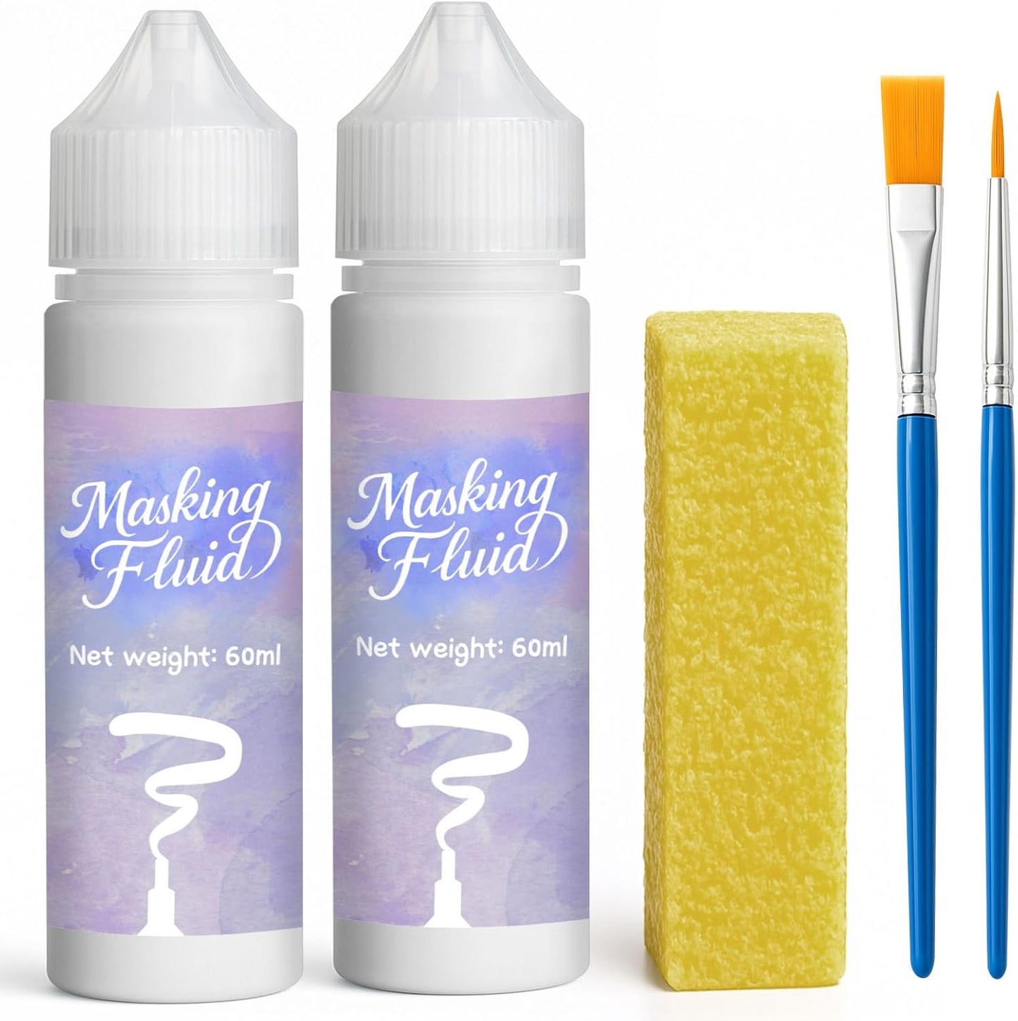 120ml Masking Fluid for Watercolor Painting, Art Watercolor Masking Fluid Precise White Space, Easy Peel-Off, Water Based Latex, for Artists, Beginners, DIY Canvas Protection (White)