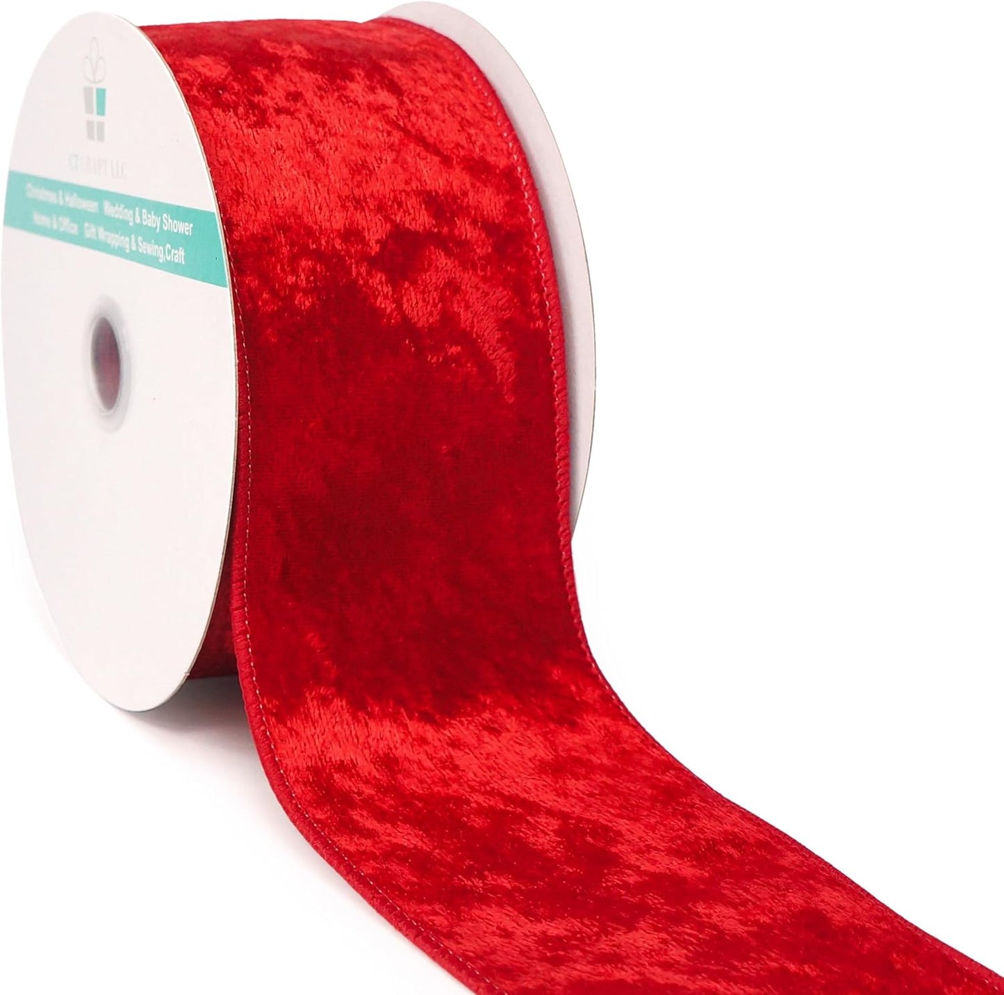 Red Velvet Ribbon 2.5 Inch x 10 Yards for Christmas Tree Topper Home Decoration Wreath Gift Wrapping DIY Craft