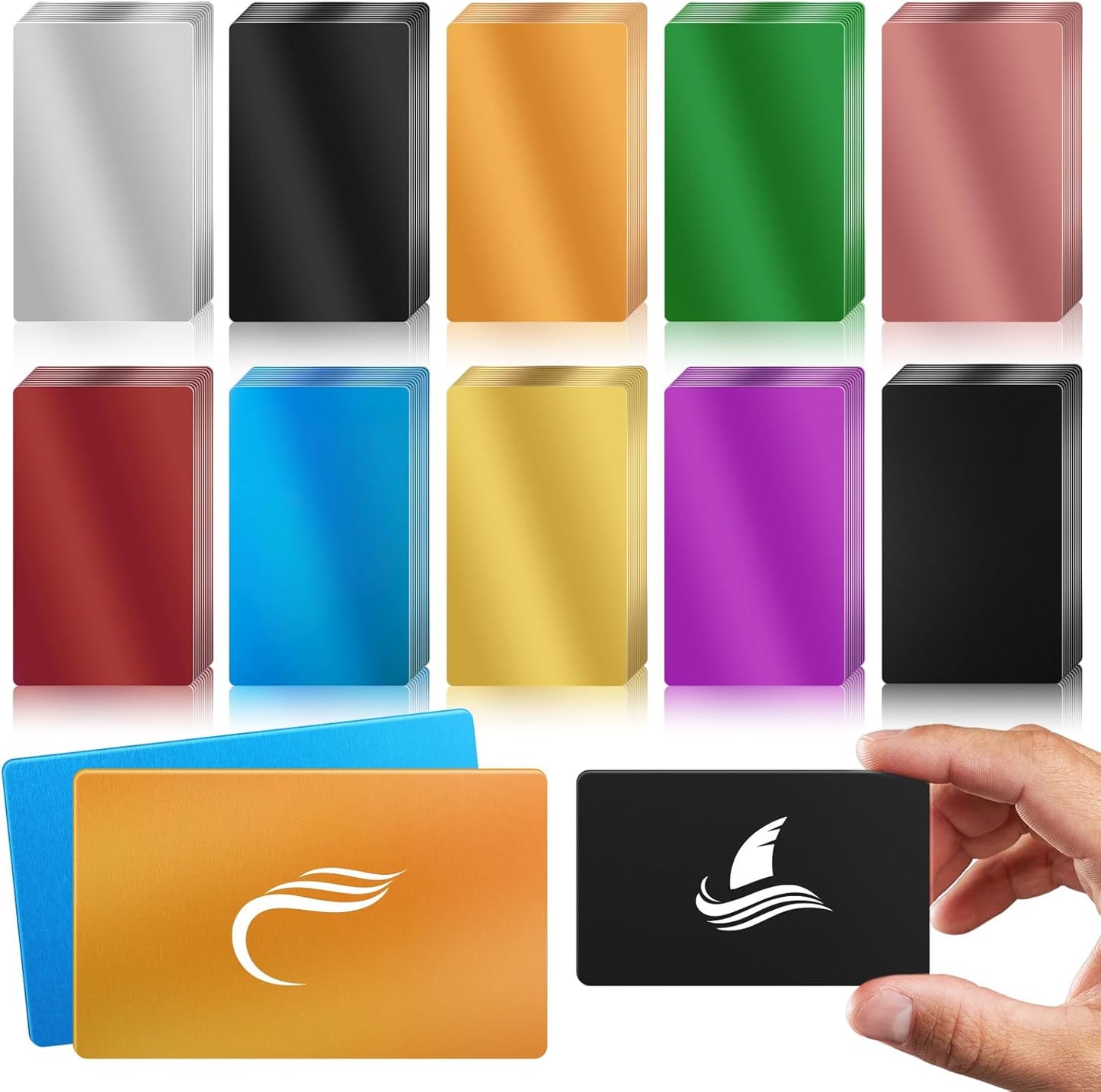 weparmeety 100 Pcs Metal Engraving Blanks Colorful Aluminum Sheet Laser Engraving Business Card Multipurpose DIY Gift Cards 86 x 54 x 0.21 mm（5 Colors)