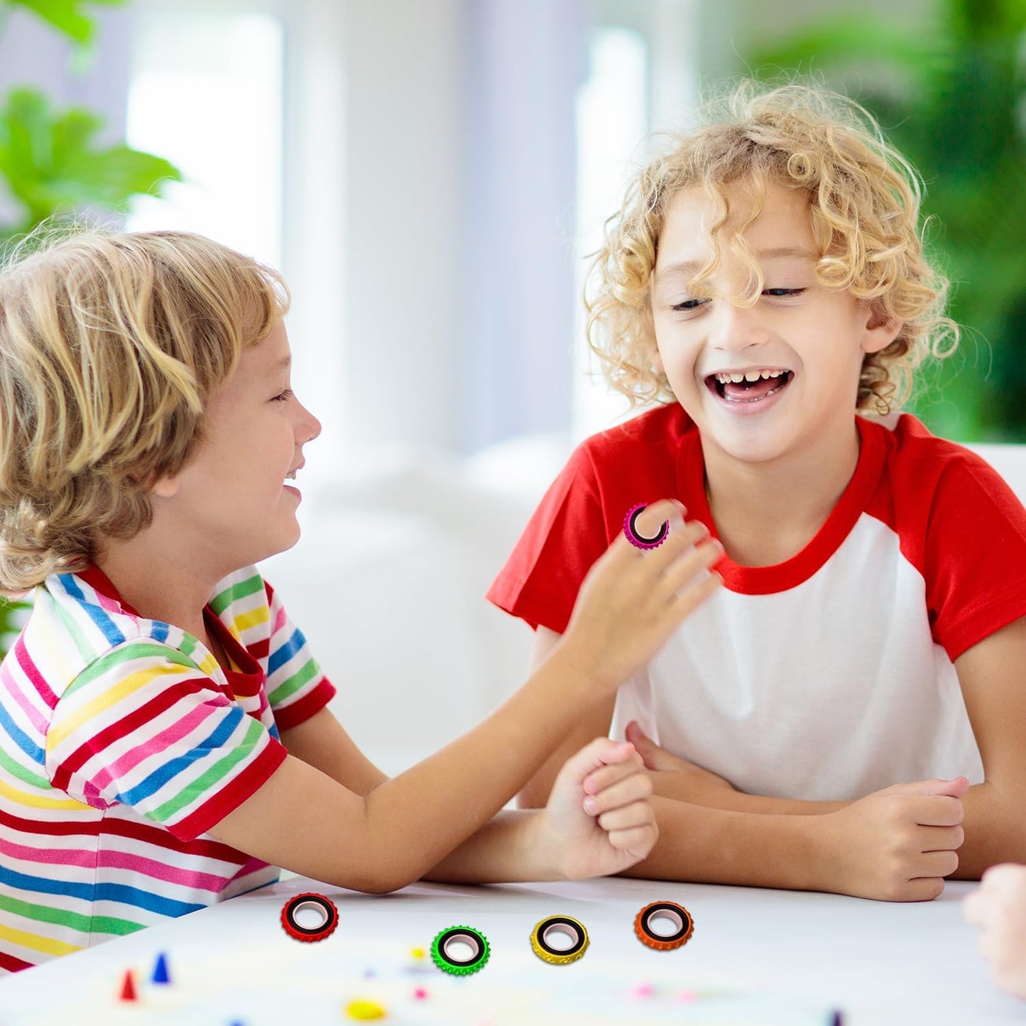 Fidget Toys Sensory Ring for Kids, Finger Spinner Rings Quiet Finger Spinne Fun Fidgets for Student Classroom Prize Stocking Stuffers (24PCS)