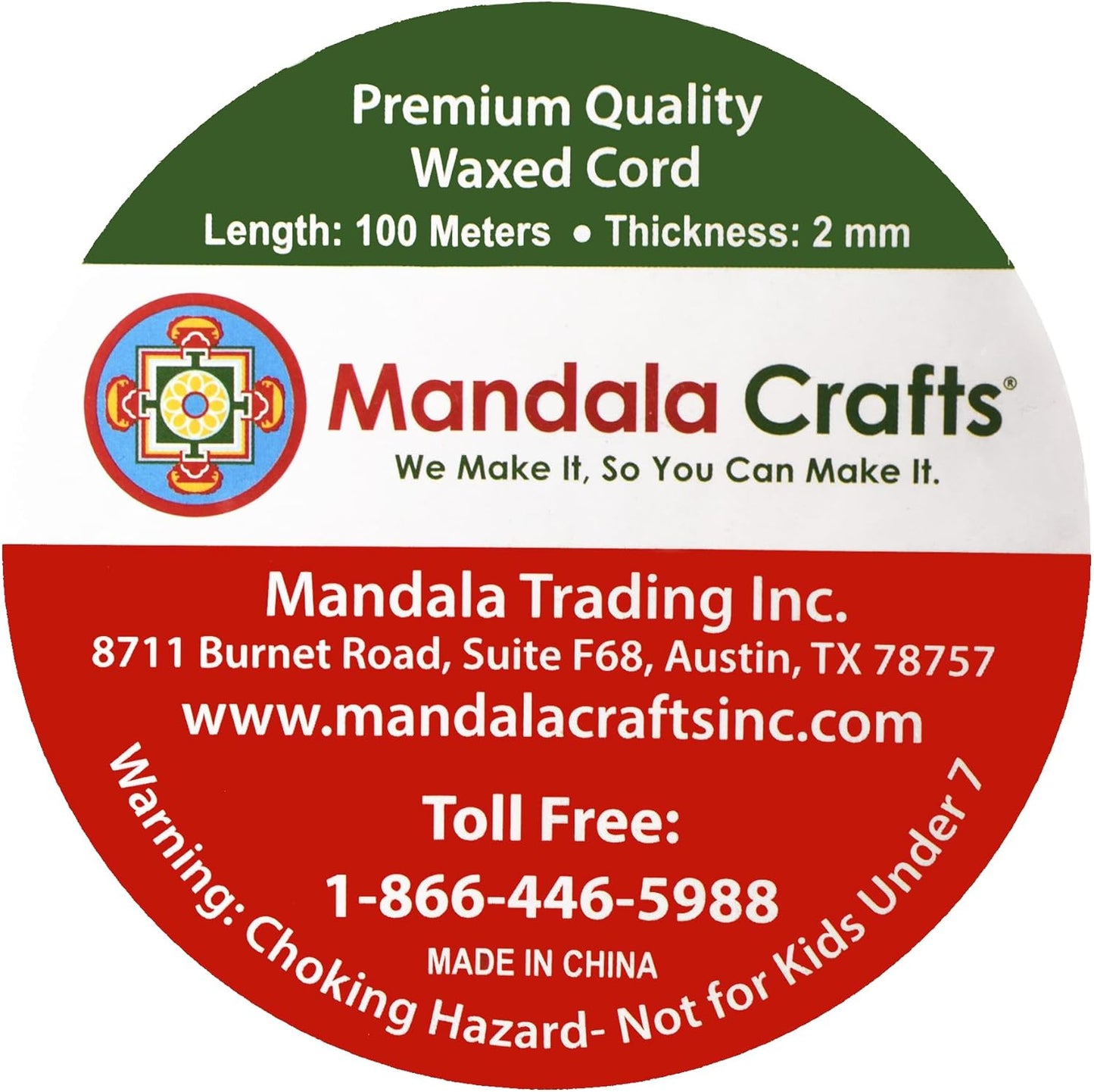 Mandala Crafts 2mm 109 Yards Black Cotton Waxed Cord for Jewelry Making Bracelet Cord Waxed String - Beading String Thread Jewelry Cords for Necklaces String