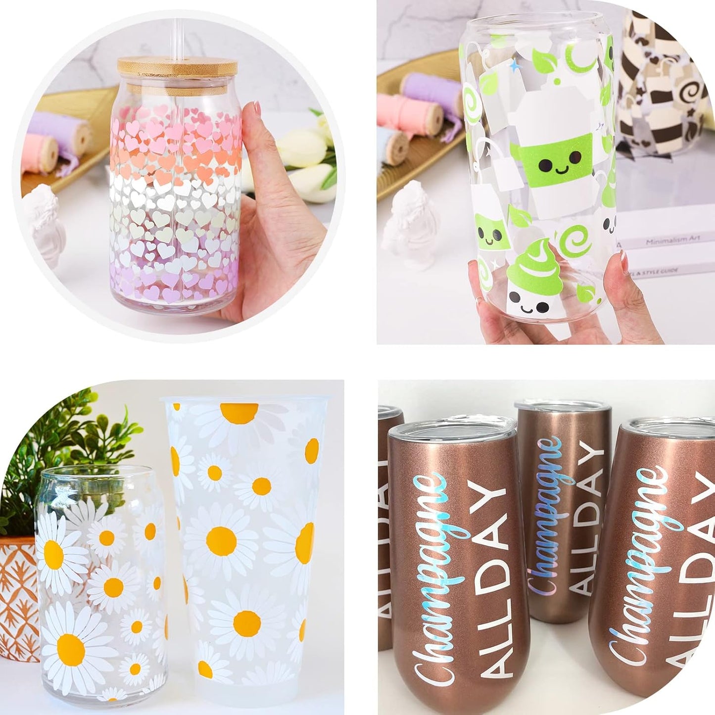 TECKWRAP 001 Smart Adhesive Vinyl Permanent,13in x 5ft, Vinyl for DIY Decal Projects, Compatible with Explore3/Maker3, Glossy Coconut White